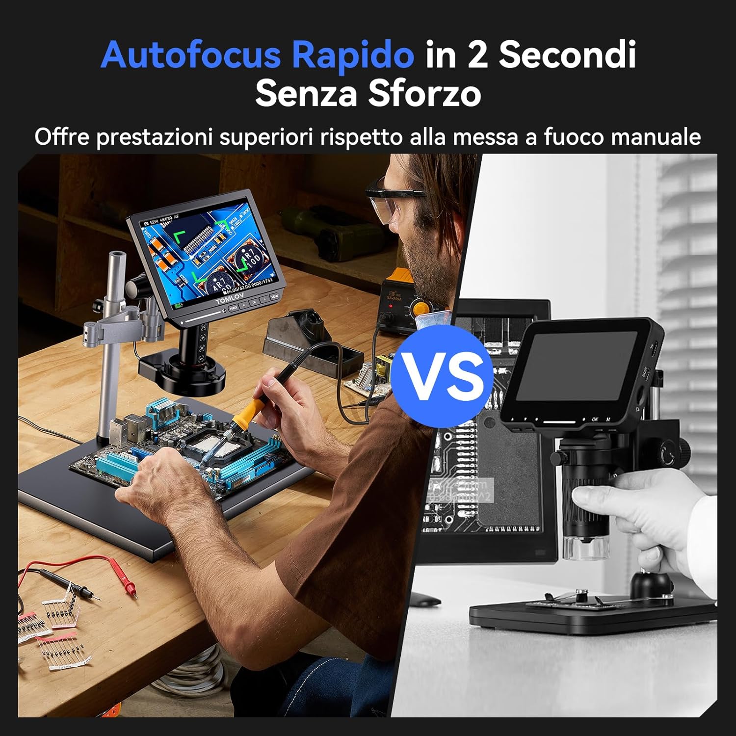 Tomlov TM4K-AF Max Microscopio Digitale Autofocus 4K 2000X - immagine 2