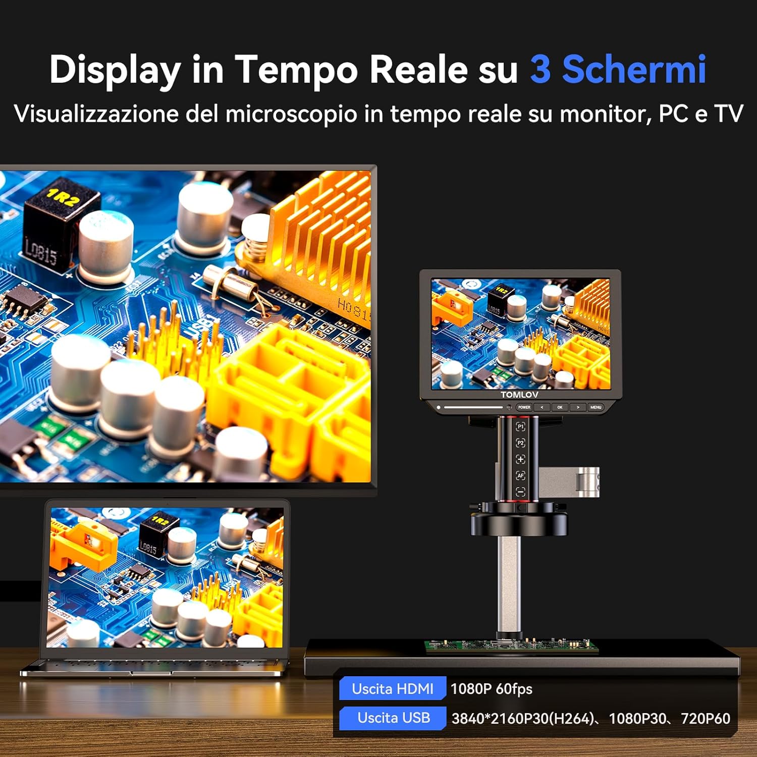 Tomlov TM4K-AF Max Microscopio Digitale Autofocus 4K 2000X - immagine 6