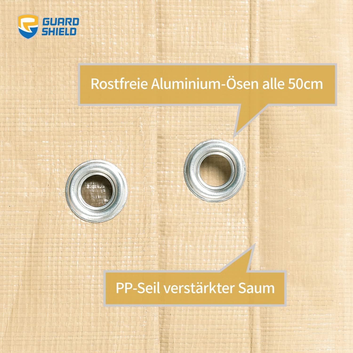 Guard Shield Telone di Copertura 4x5m 160g/㎡, Beige/Cachi - immagine 4