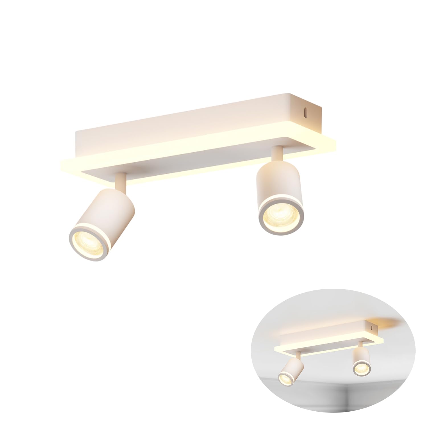 Lvwit Faretti Orientabili da Soffitto 2 Luci, Bianco