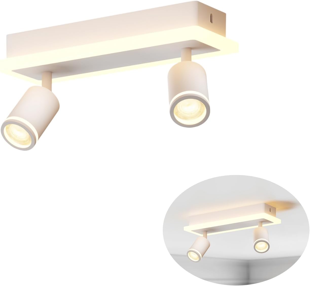 Lvwit Faretti Orientabili da Soffitto 2 Luci, Bianco - immagine 1