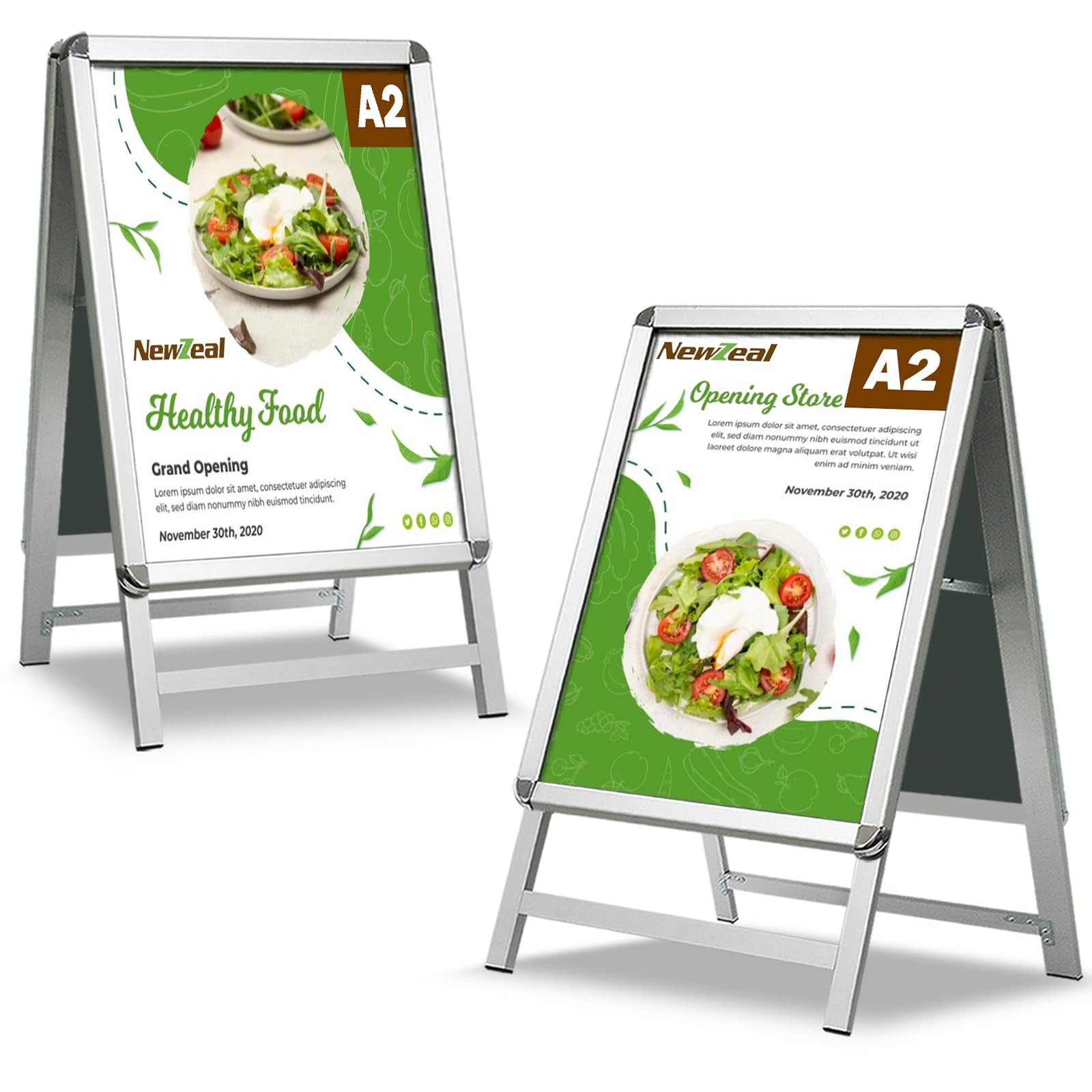 NewZeal A2 A-board - Cartello da Pavimentazione Doppio Lato, Argento