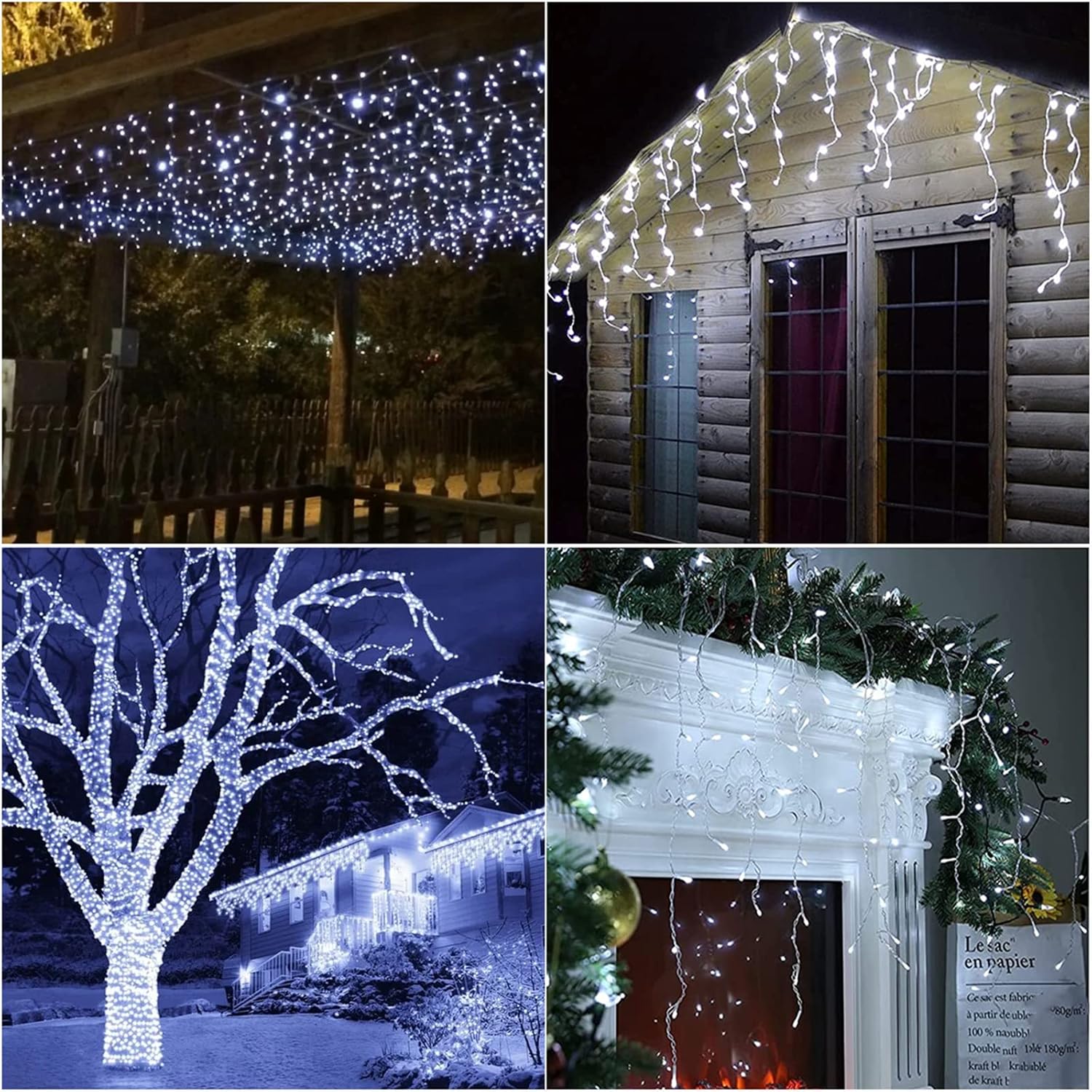 Cascata Luci da Esterno 480 LED 19M, Bianco Freddo - immagine 5