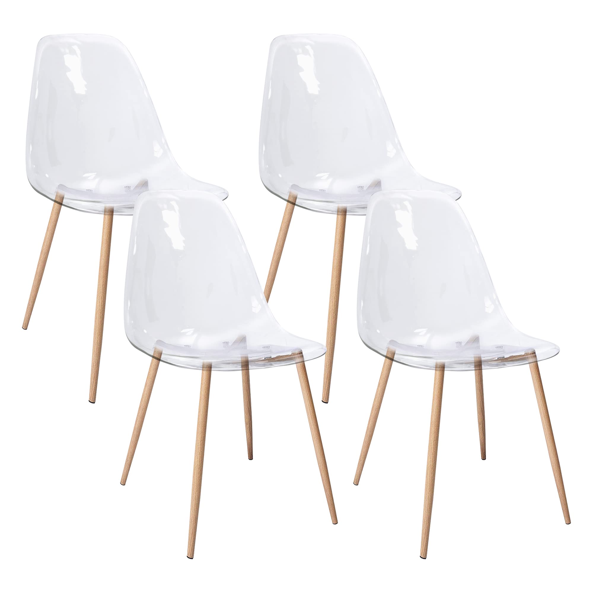 Canglong - Set 4 Sedie da Pranzo Moderne Trasparenti