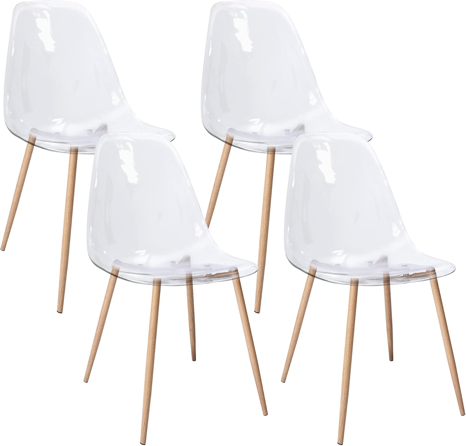 Canglong - Set 4 Sedie da Pranzo Moderne Trasparenti - immagine 1