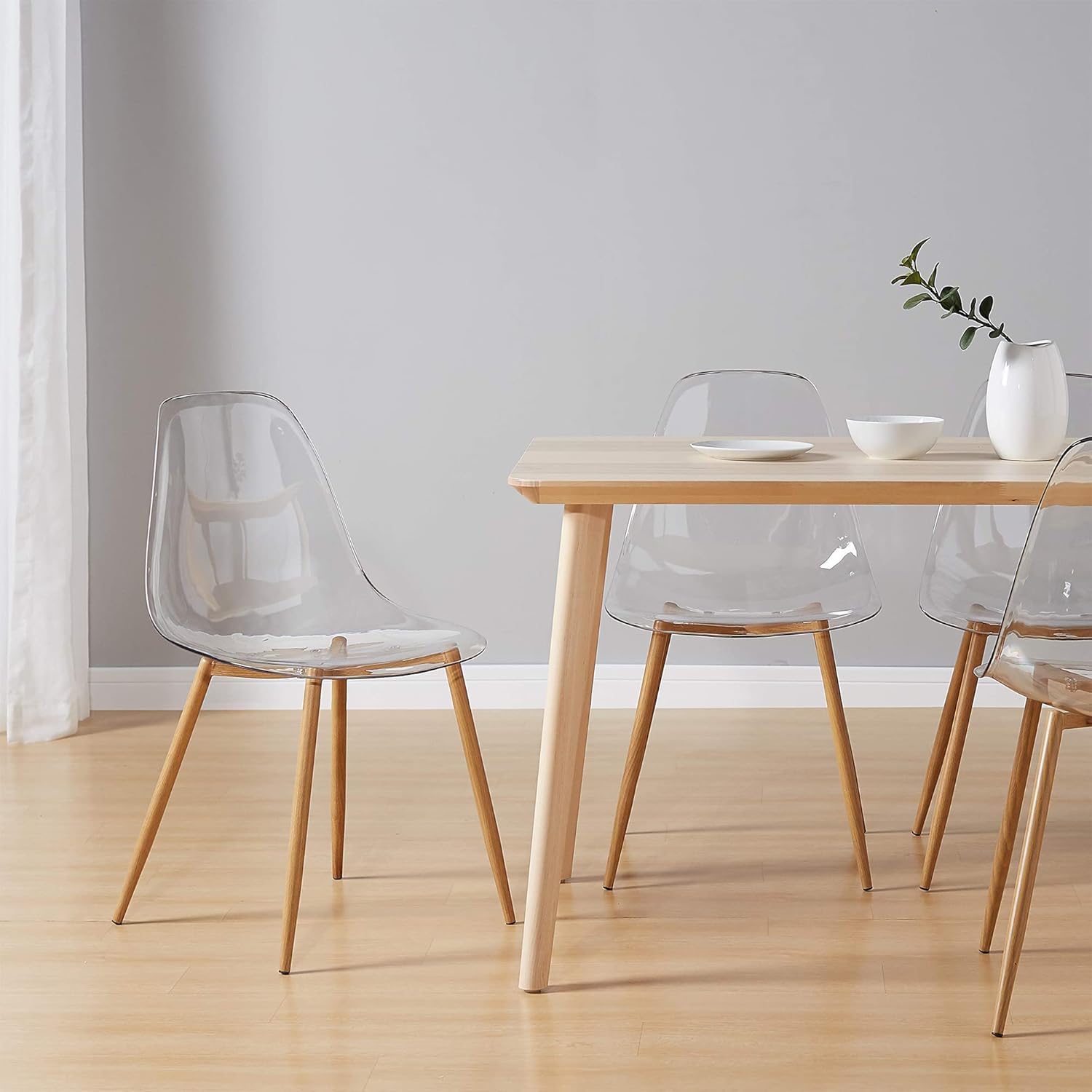 Canglong - Set 4 Sedie da Pranzo Moderne Trasparenti - immagine 2