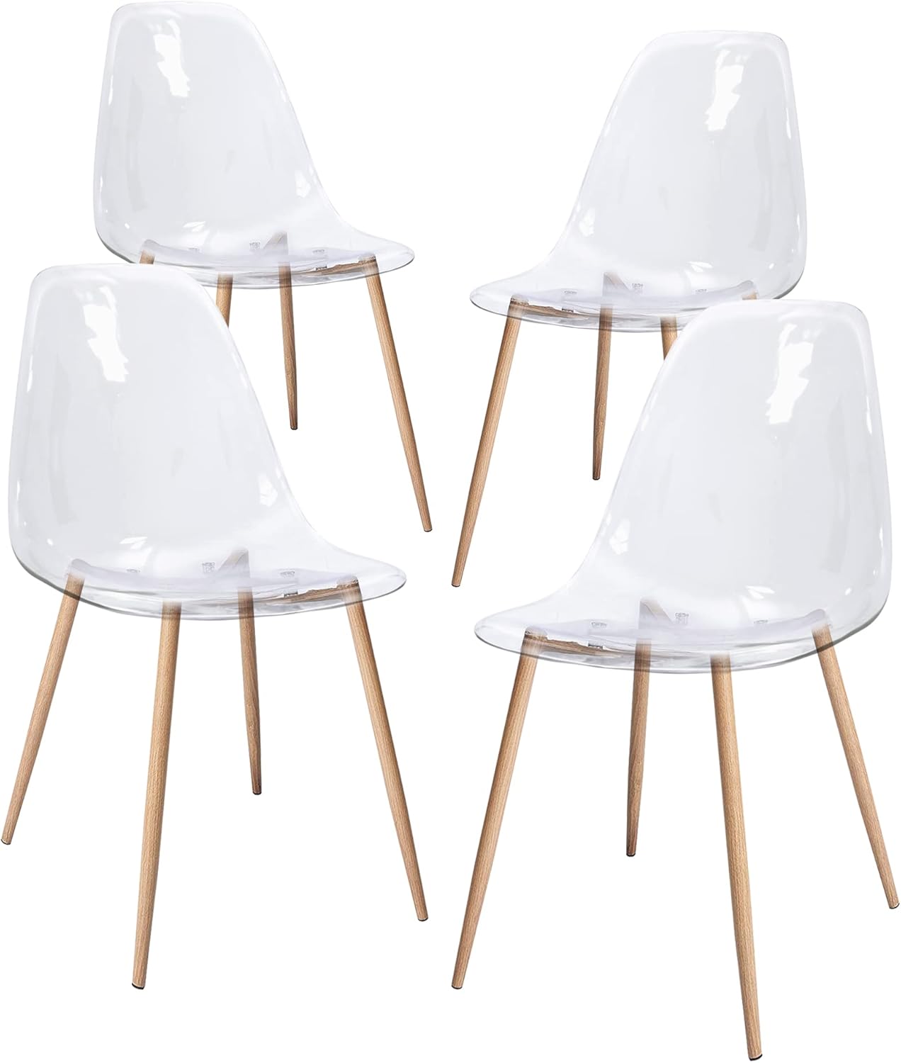 Canglong - Set 4 Sedie da Pranzo Moderne Trasparenti - immagine 4