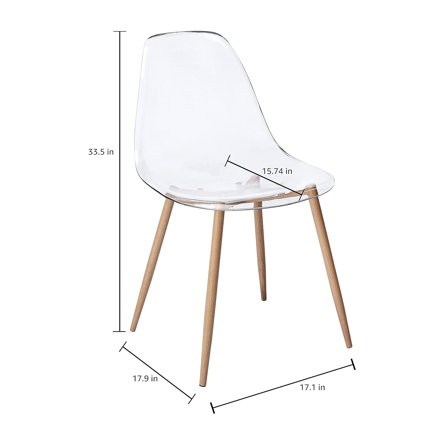 Canglong - Set 4 Sedie da Pranzo Moderne Trasparenti - immagine 7