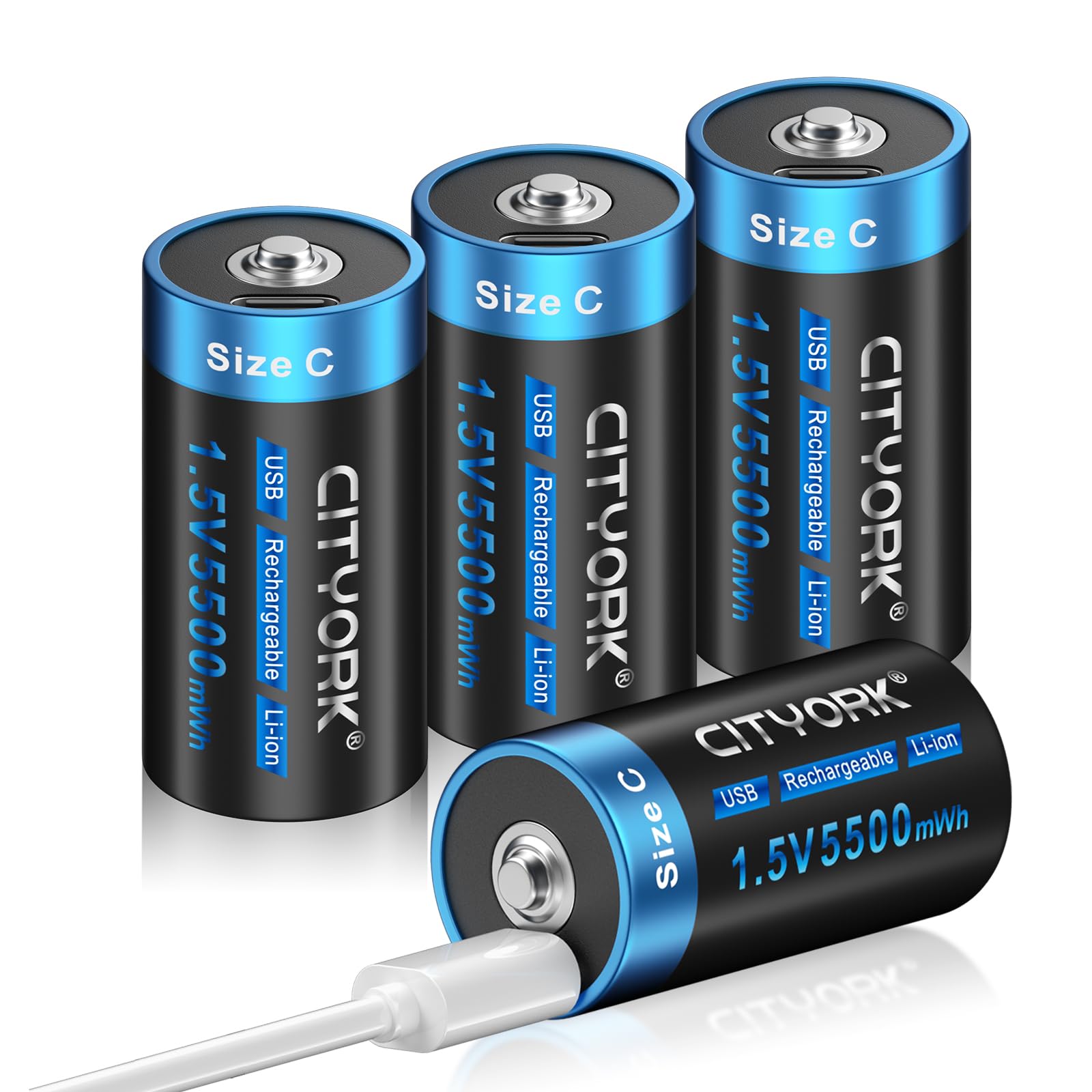 Cityork USB Pile C Ricaricabili 1.5V 5500mWh