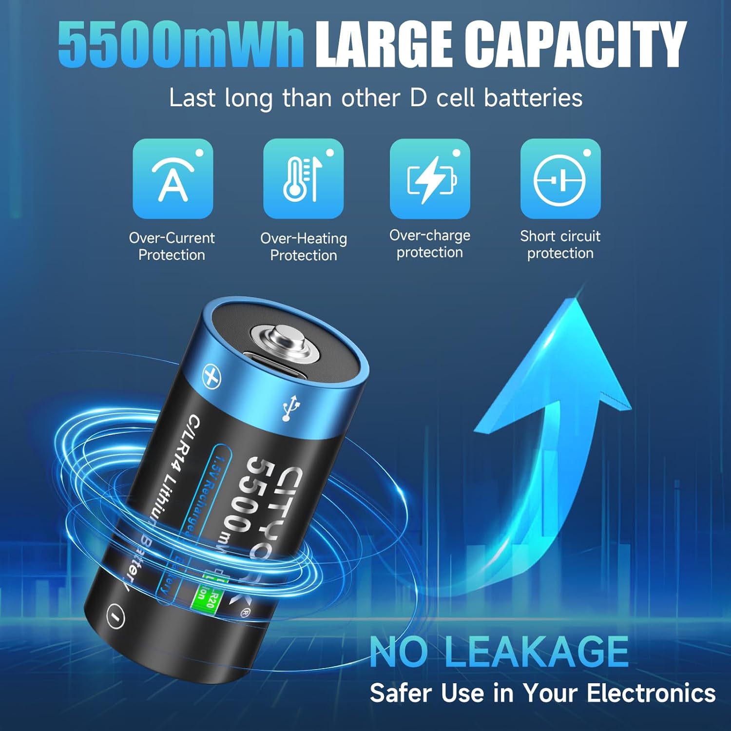 Cityork USB Pile C Ricaricabili 1.5V 5500mWh - immagine 5