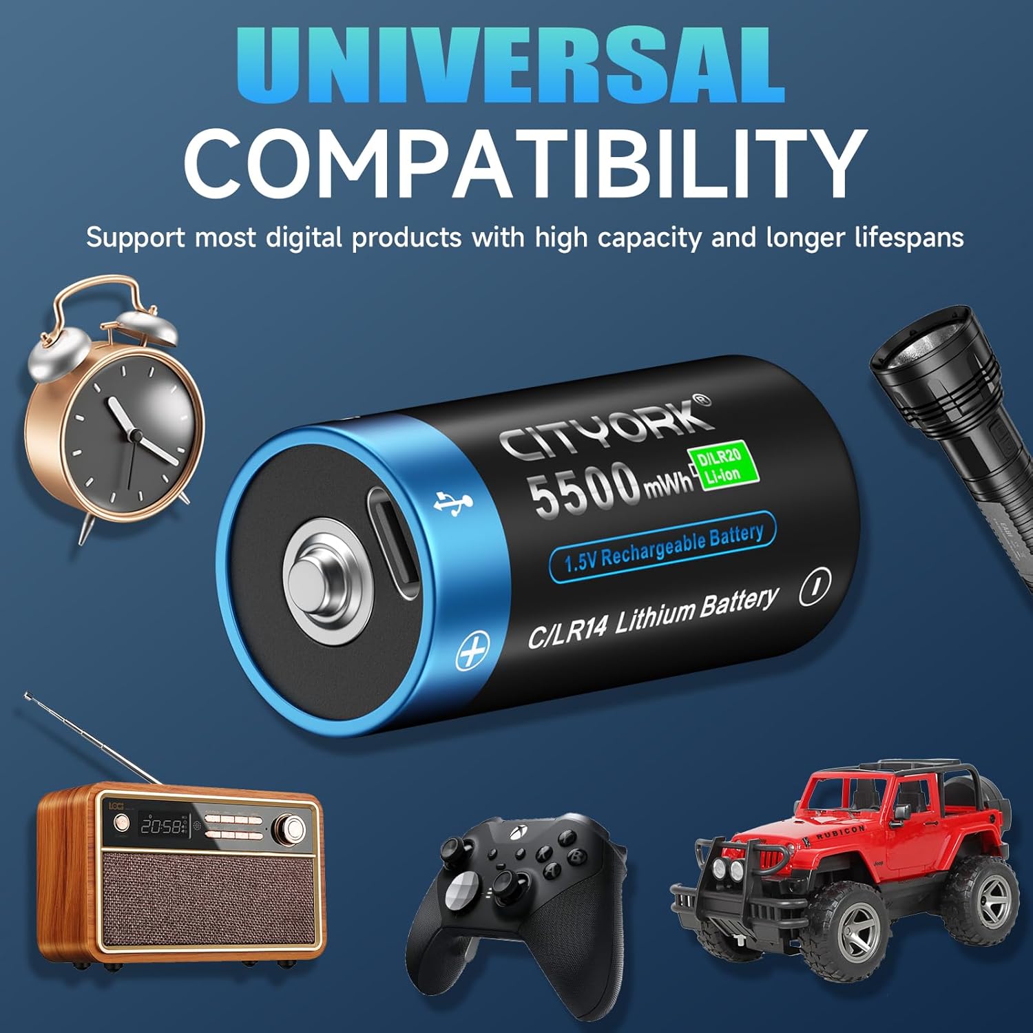 Cityork USB Pile C Ricaricabili 1.5V 5500mWh - immagine 6