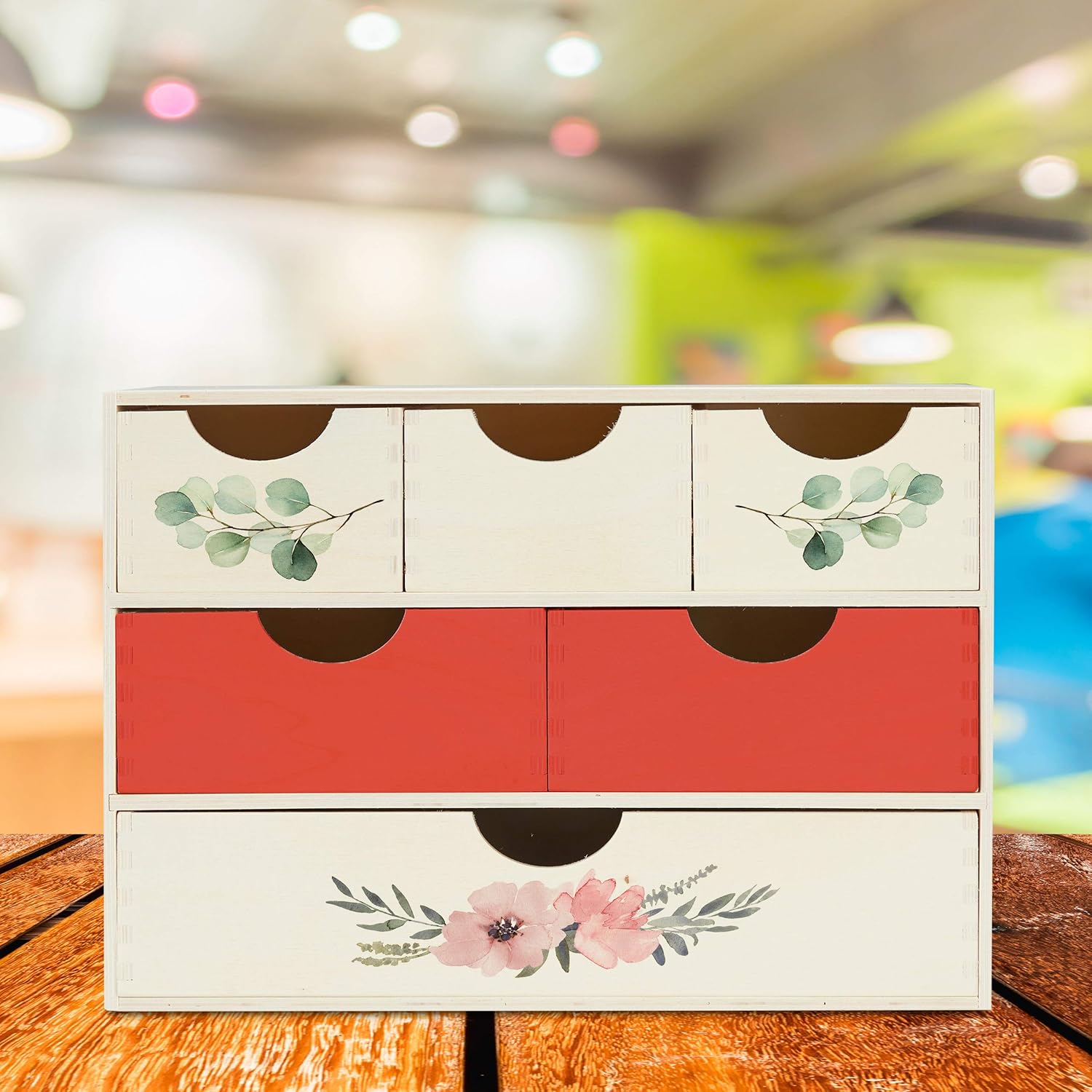 Relaxdays Portaoggetti da Scrivania con Cassetti, Naturale - immagine 5