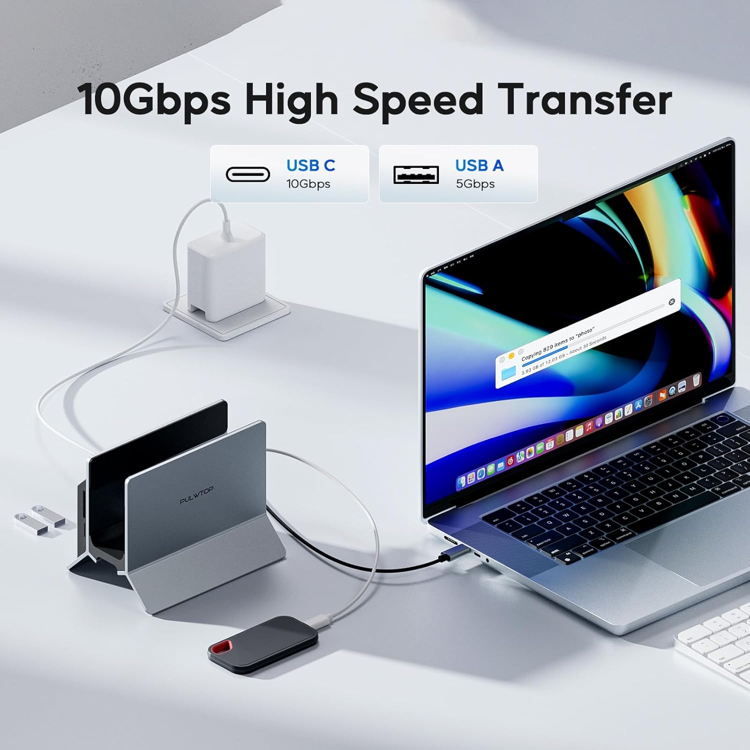 Pulwtop Docking Station Verticale USB C per Mac Mini - immagine 6