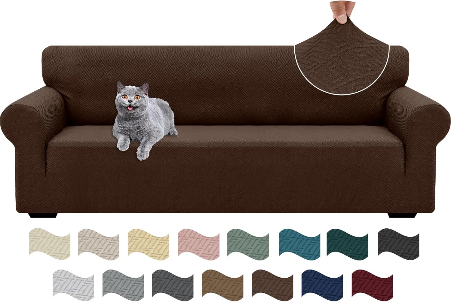 Ystyle Copridivano 4 Posti Elasticizzato, Caffè - immagine 1