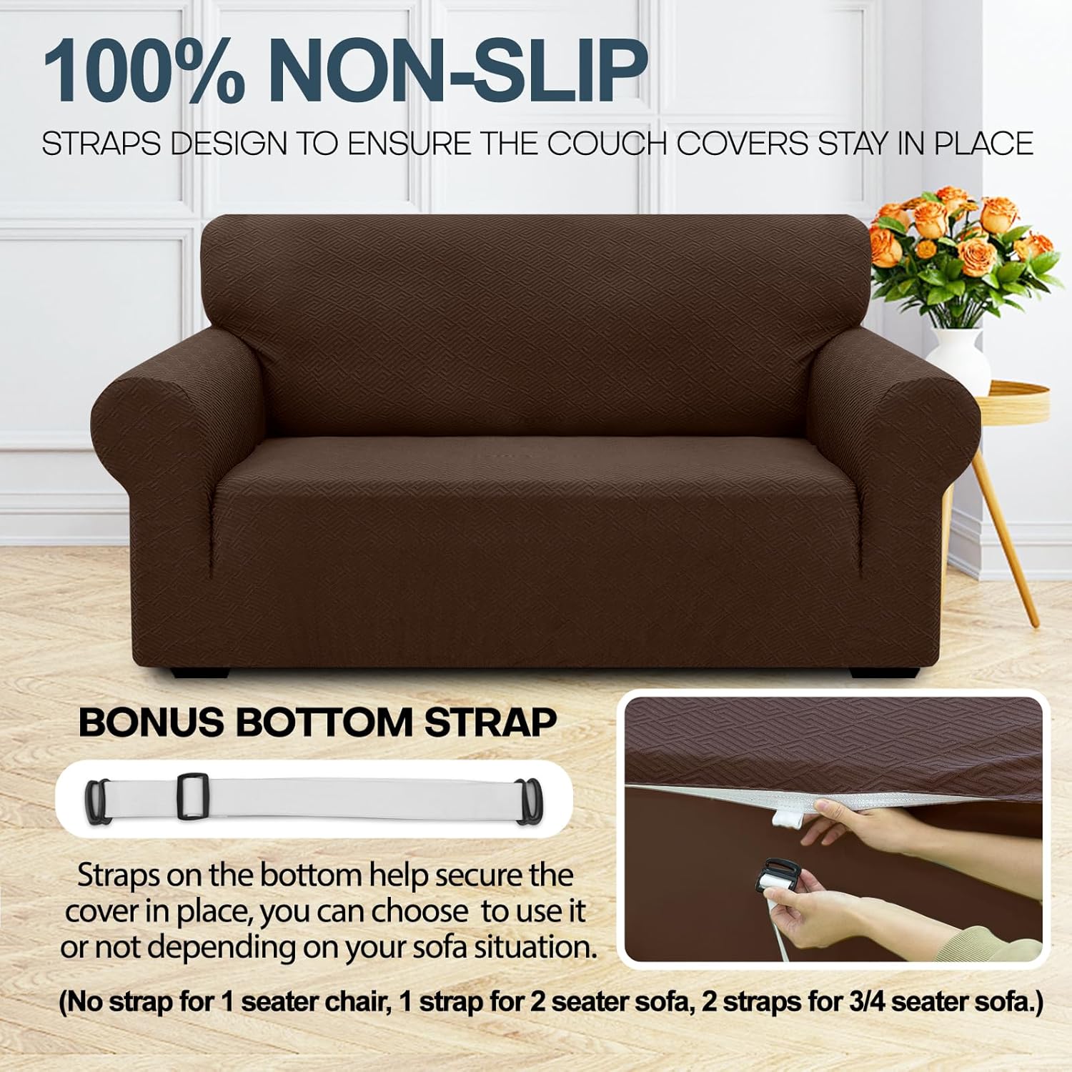 Ystyle Copridivano 4 Posti Elasticizzato, Caffè - immagine 6