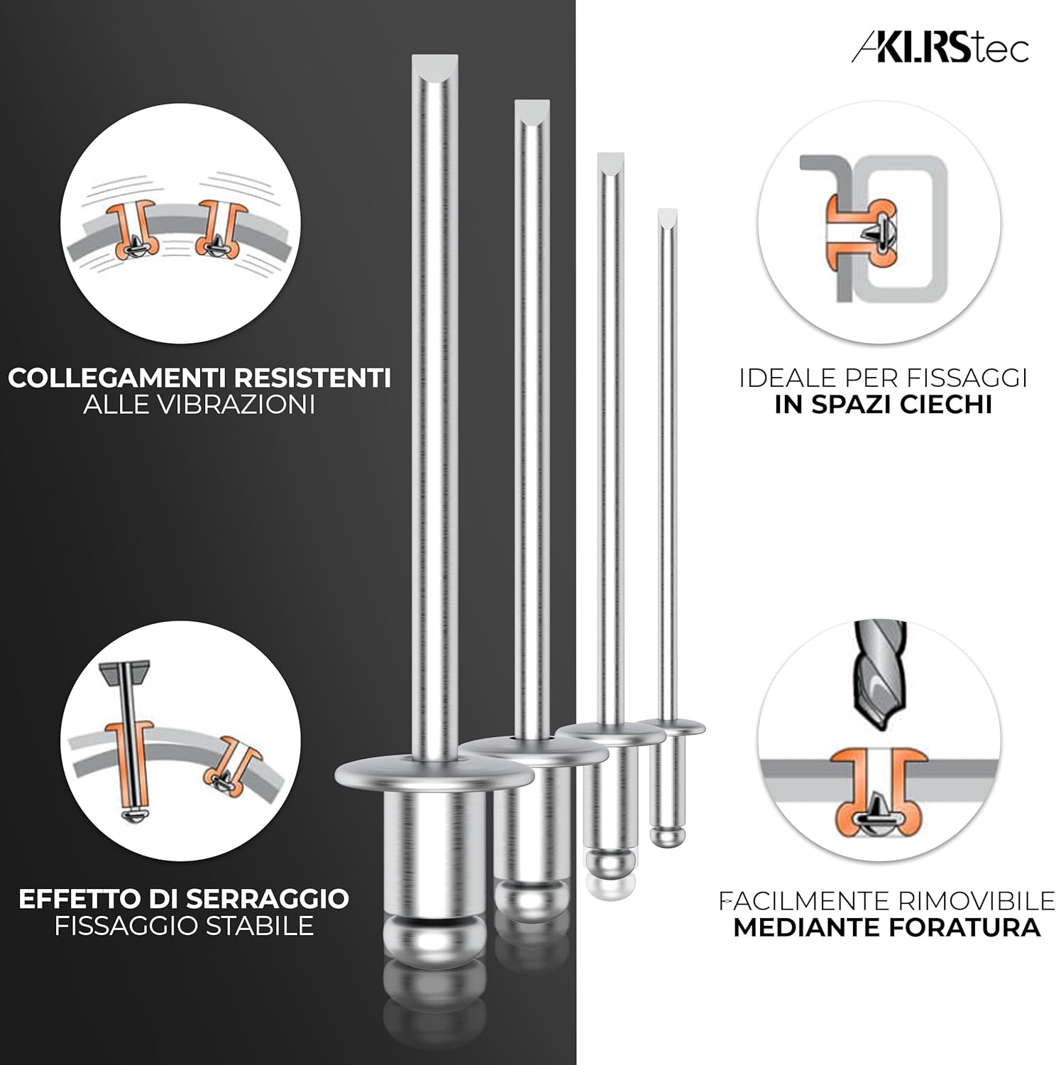 KLRStec Professionali Set Rivetti Ciechi [500pz] - immagine 3