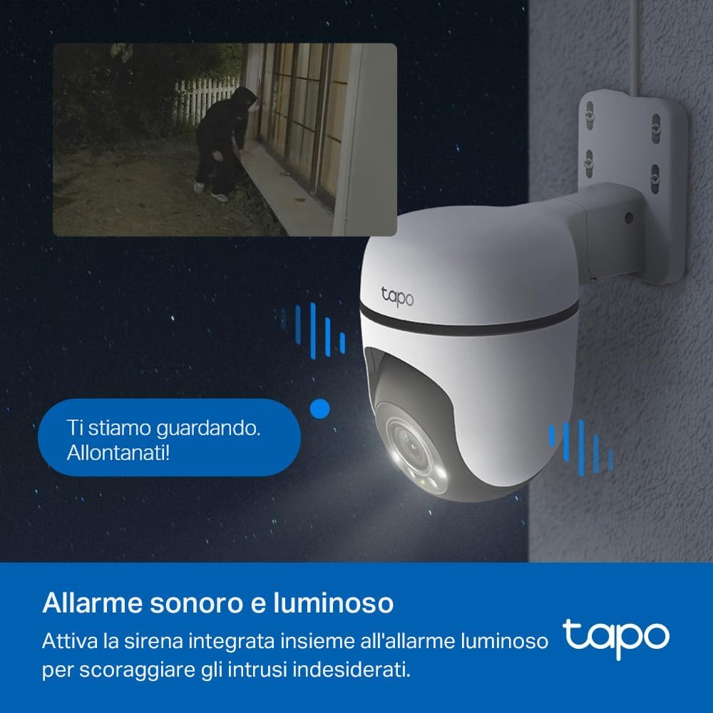 Tapo Telecamera Wi-Fi Esterno 2K 3MP 360° IP65 - immagine 8