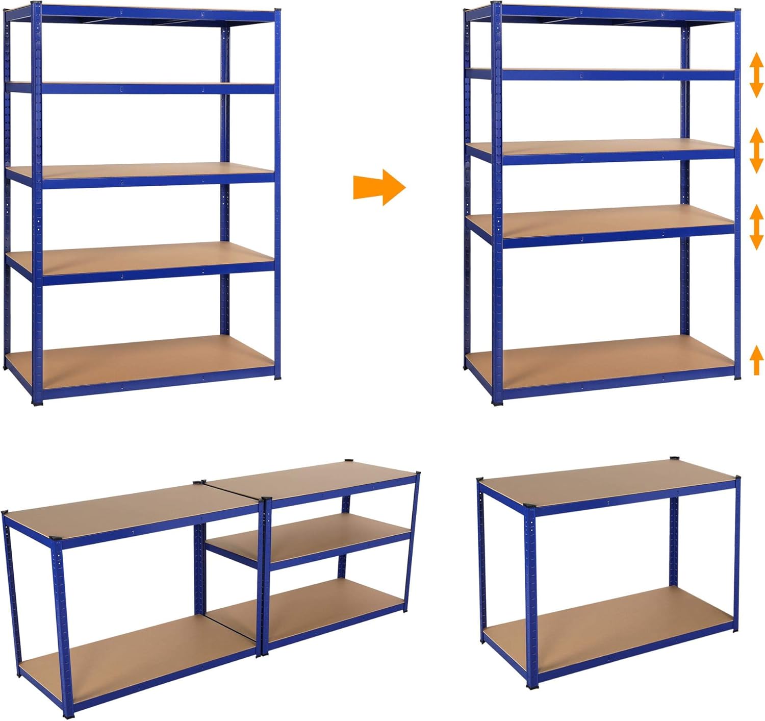 Yaheetech Scaffale da Garage 5 Ripiani 180x120x60 cm - immagine 4
