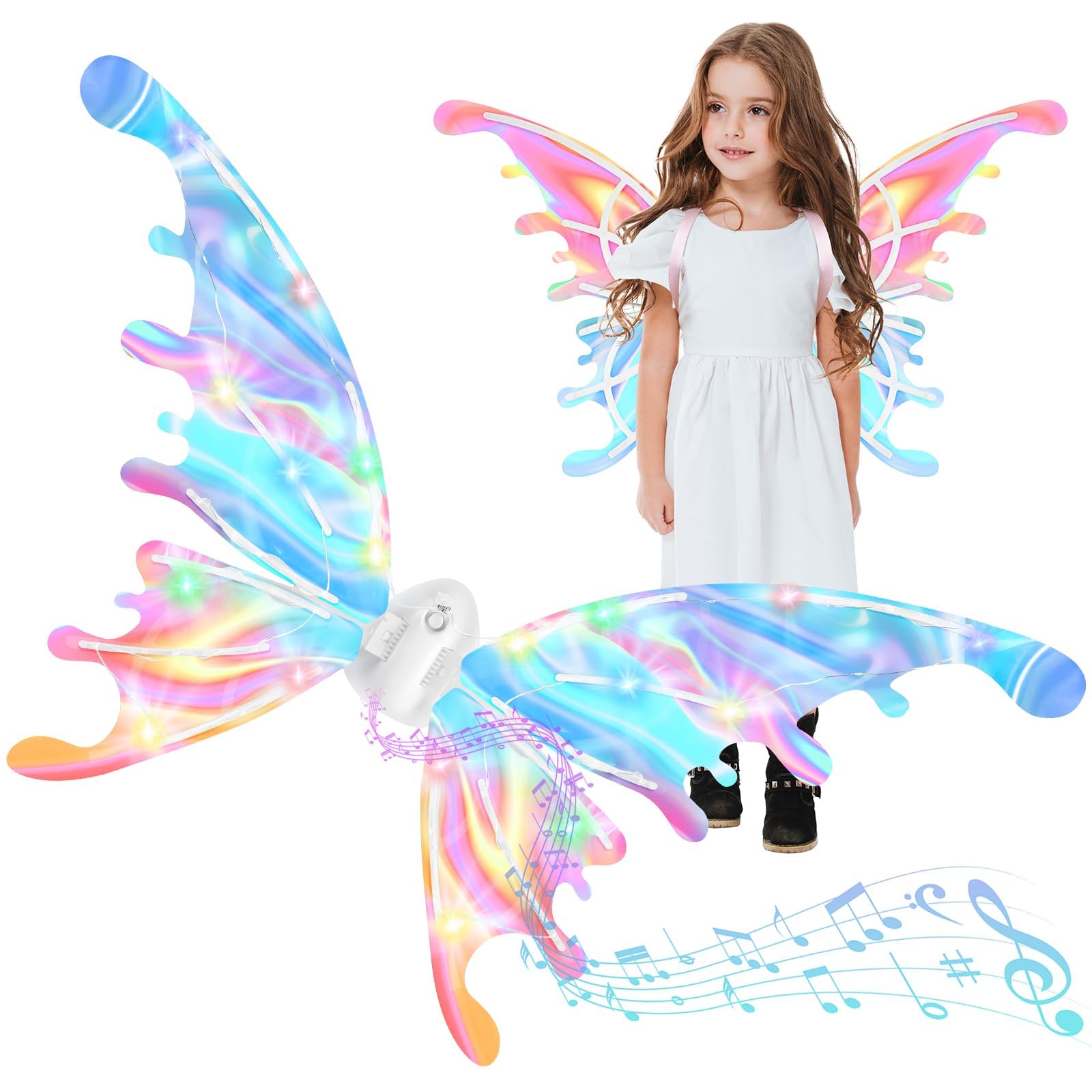 Ali da Fata, Luminose Ali di Fata a LED, Ali Elettriche con Luci a LED, Mobili, Adatto a Bambini e Adulti, Mantello con Ali di Farfalla Adatto per Carnevale, Carnevale, Festa a Tema