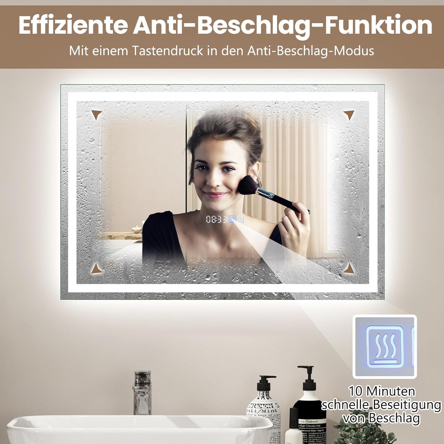 Fantask Specchio da Bagno con Illuminazione LED 60x40cm - immagine 4
