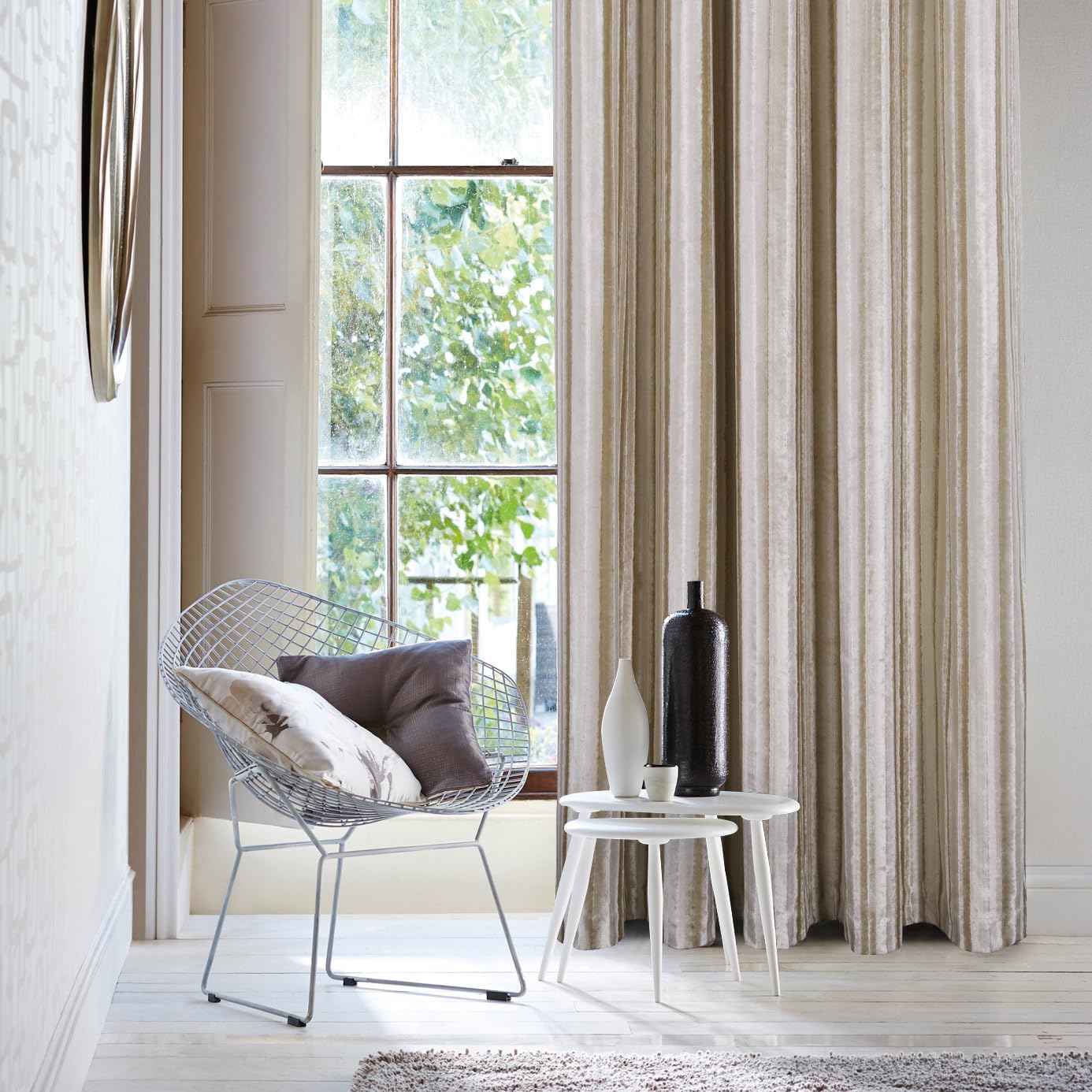 Always4u Tenda Oscurante 100% in Velluto a Righe, Champagne - immagine 6