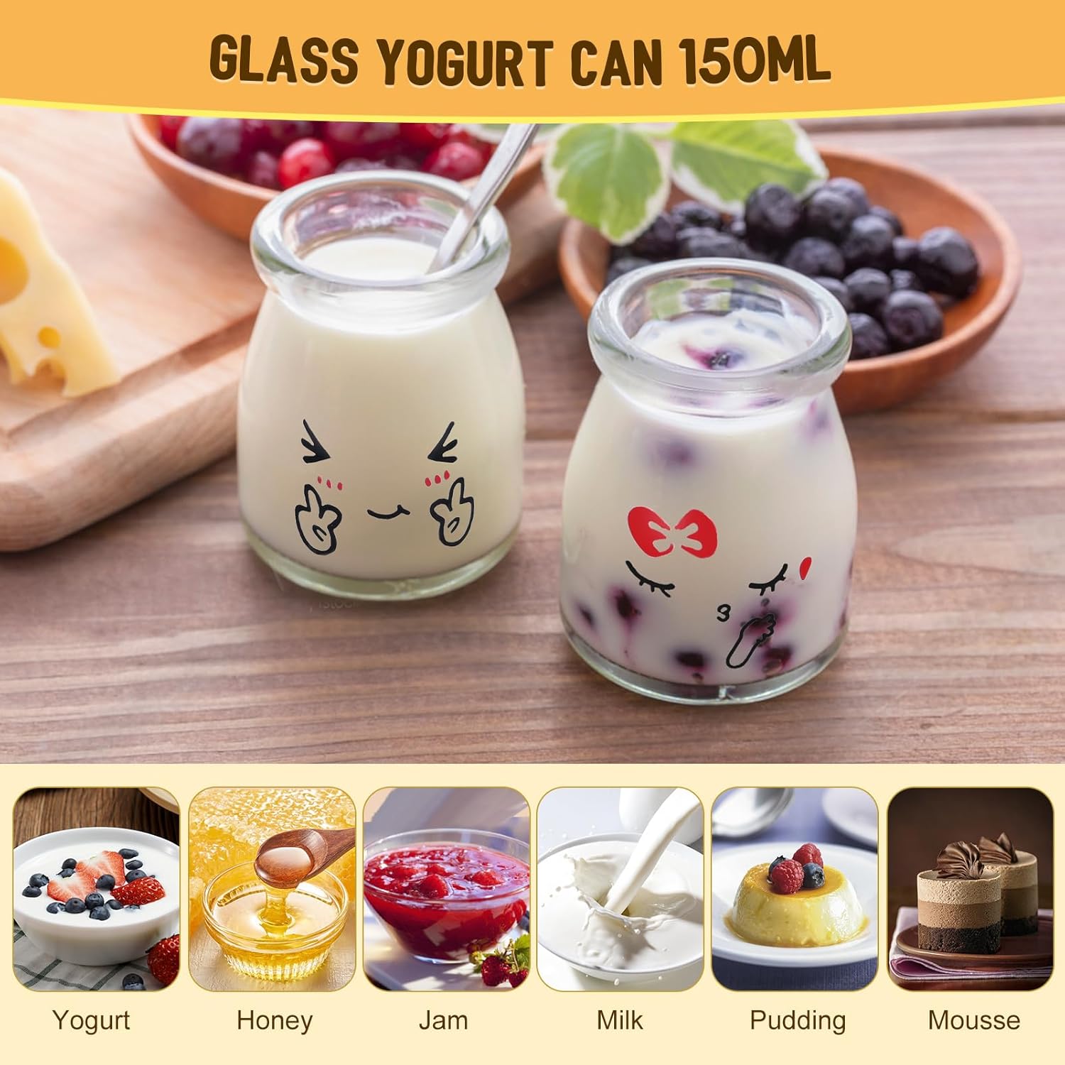 Mumdoyal Vasetti per Yogurt con Coperchio (12 pezzi) - immagine 4