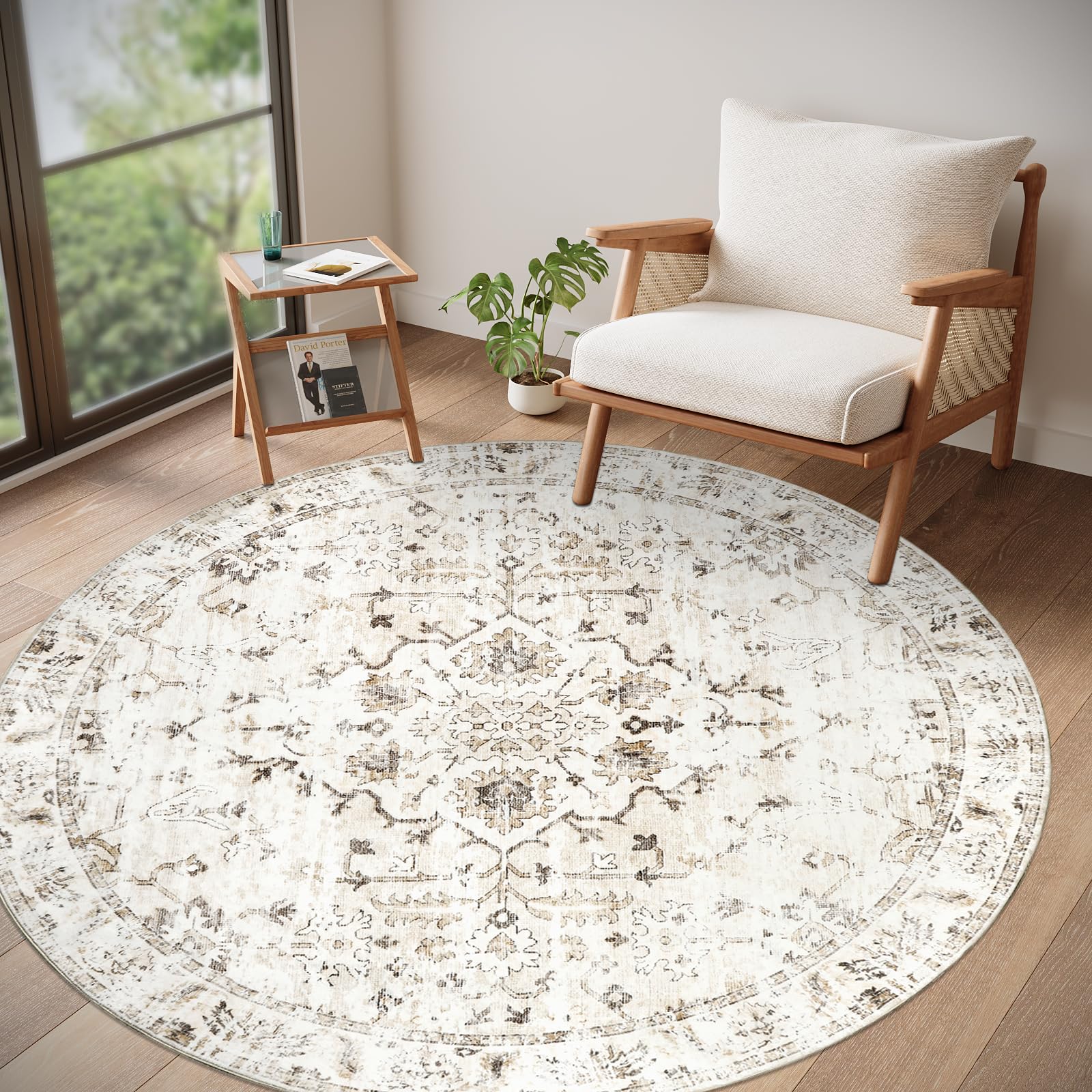 Tappeto Rotondo Salotto 160cm, Beige