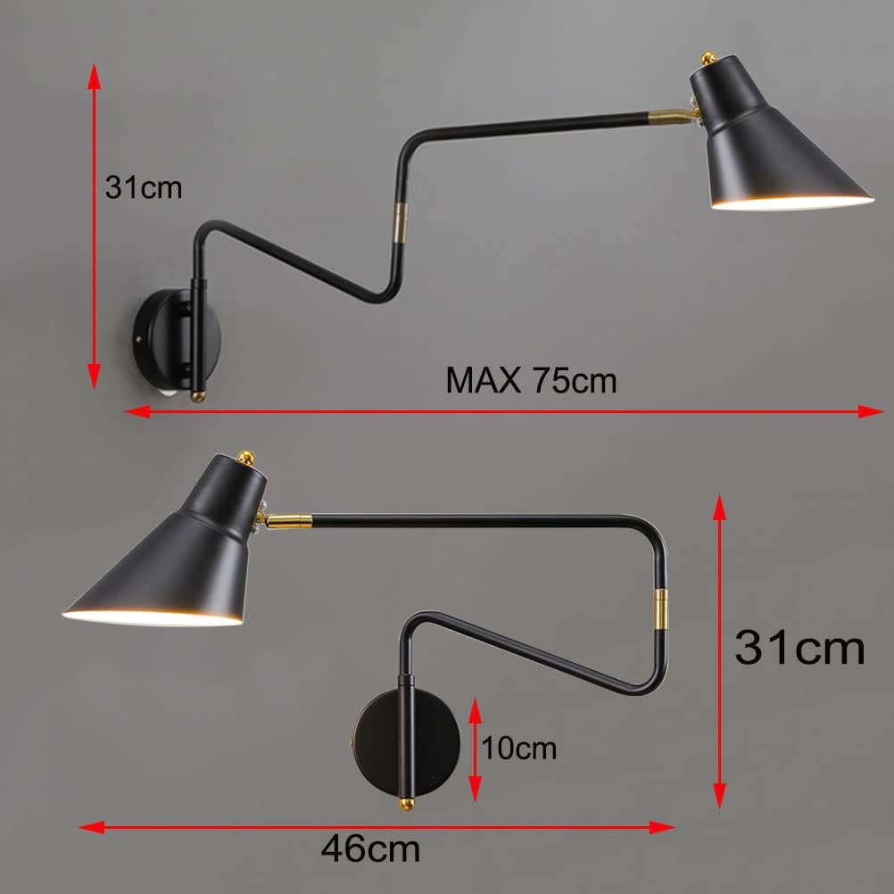 Applique da Parete Industriale E27 con Interruttore e Spina - immagine 6