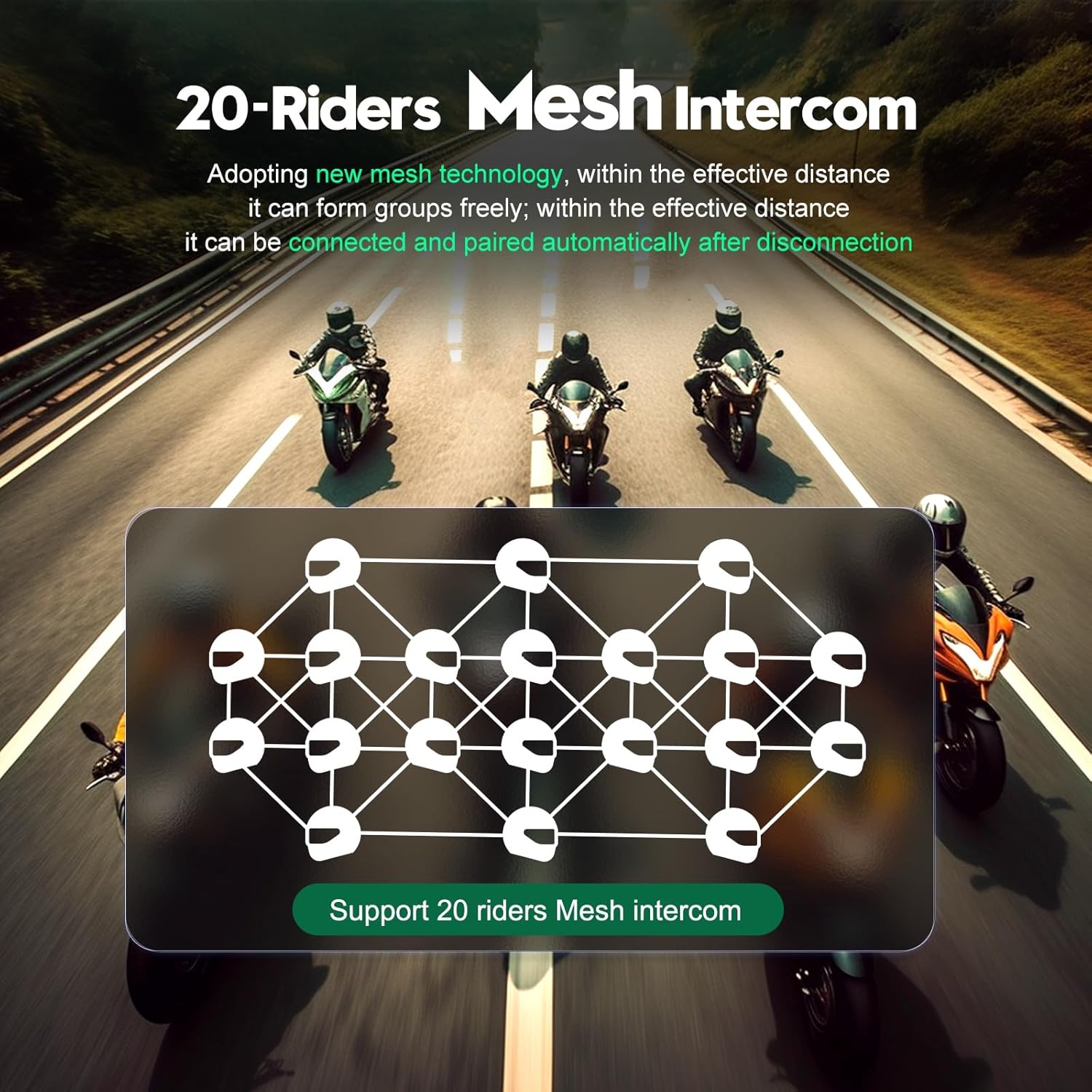 EJEAS MS20 Mesh 3.0 - Intercom di Gruppo Bluetooth 5.1 - immagine 2