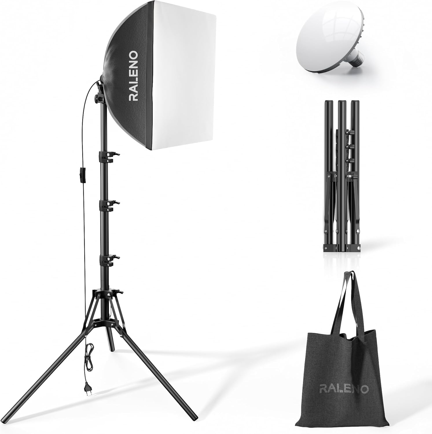 Raleno Softbox LED 50W - Kit Luce Fotografica 40x40 cm