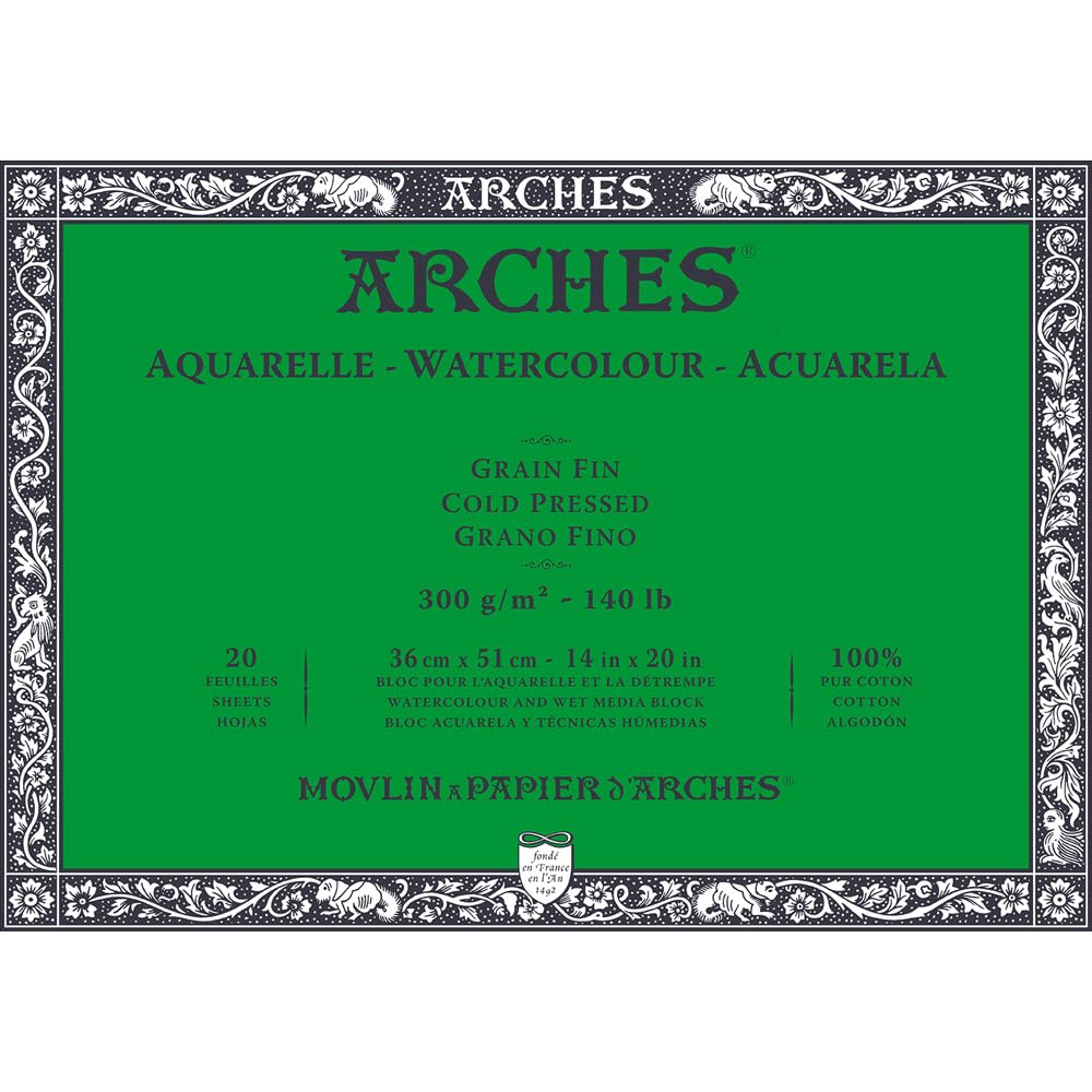 Arches Blocco Enc 4L Aquarelle 36x51 20H, Bianco Naturale