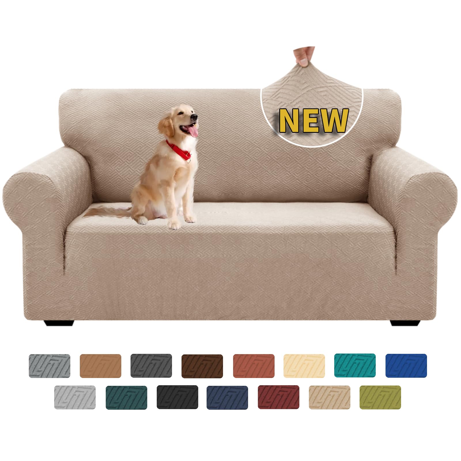 XINEAGE Copridivano 2 Posti Elasticizzato, Cachi