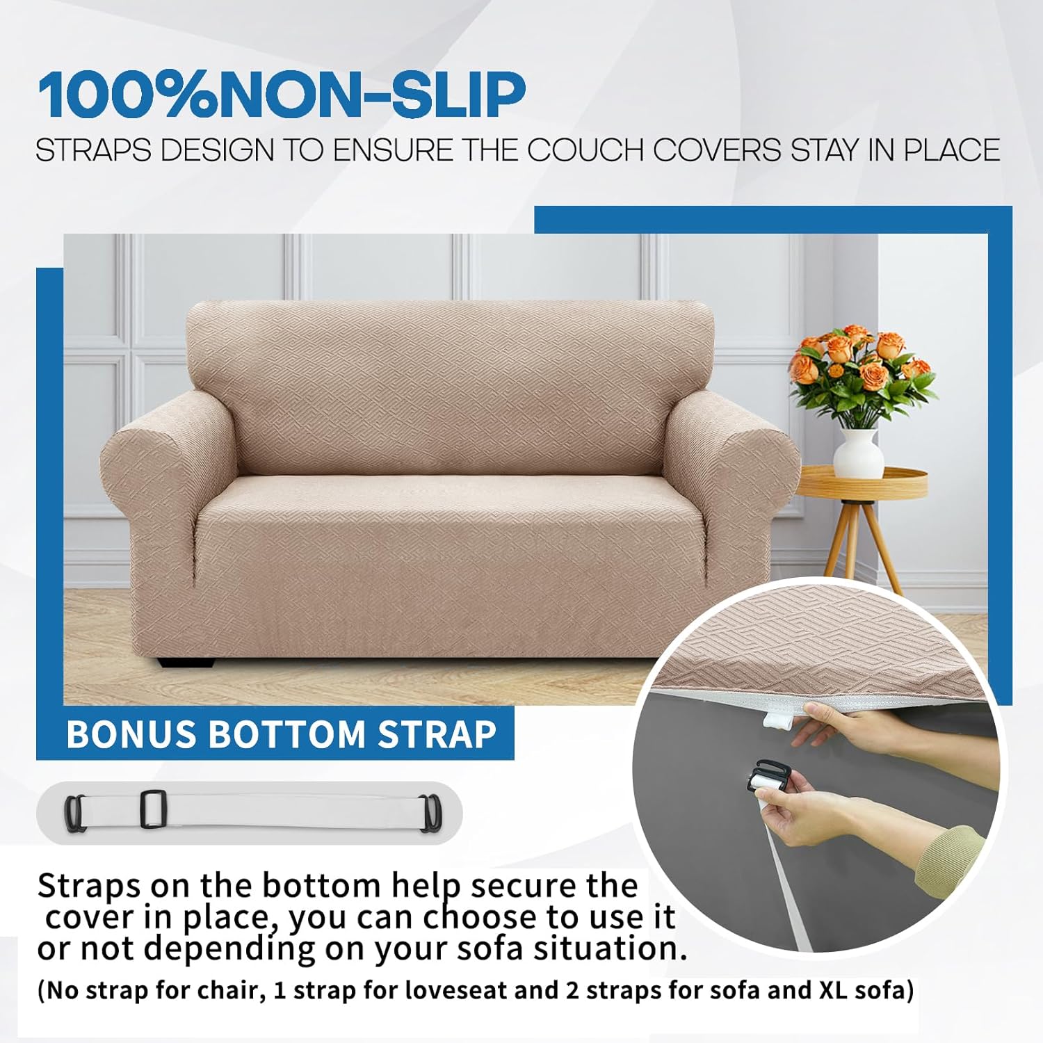 XINEAGE Copridivano 2 Posti Elasticizzato, Cachi - immagine 5