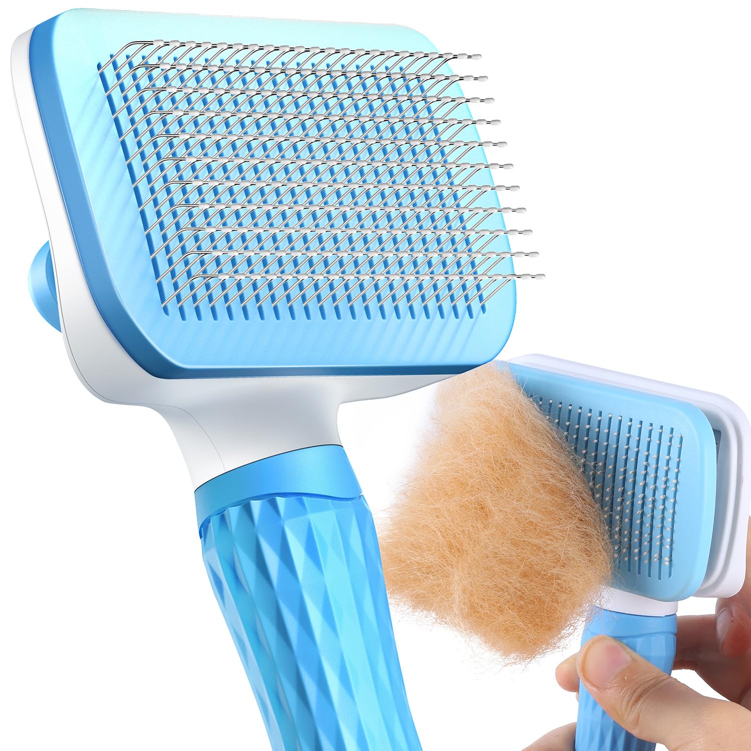 ACE2ACE Spazzola Gatto Cane Pelo Lungo e Corto, Autopulente Spazzola Morbida per Gatti e Cani, Cardatore per Cani Gatti, Brush per Barboncino,Golden Retriever,Labrador,Husky,Bulldog,Maltese, Blu