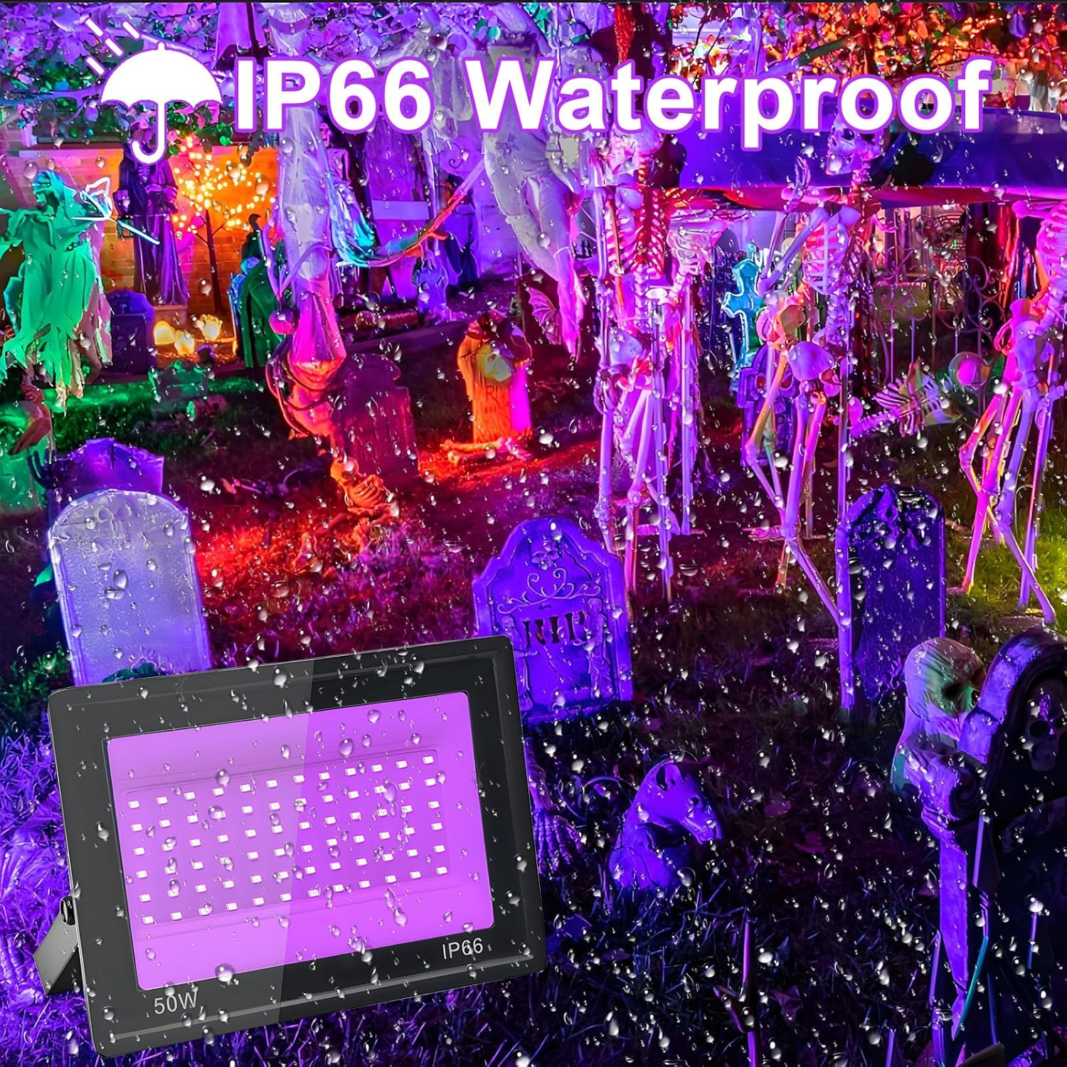 Faretto UV LED 50W IP66 Impermeabile con Interruttore - immagine 4