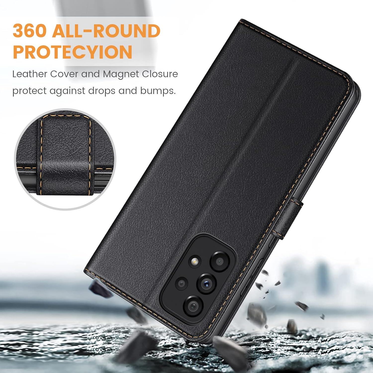 Ganbary Custodia per Samsung Galaxy A33 5G, Nero - immagine 5