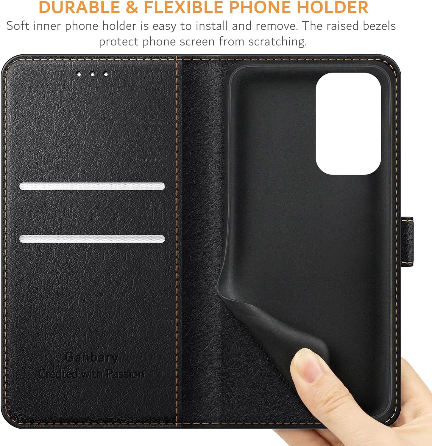 Ganbary Custodia per Samsung Galaxy A33 5G, Nero - immagine 6