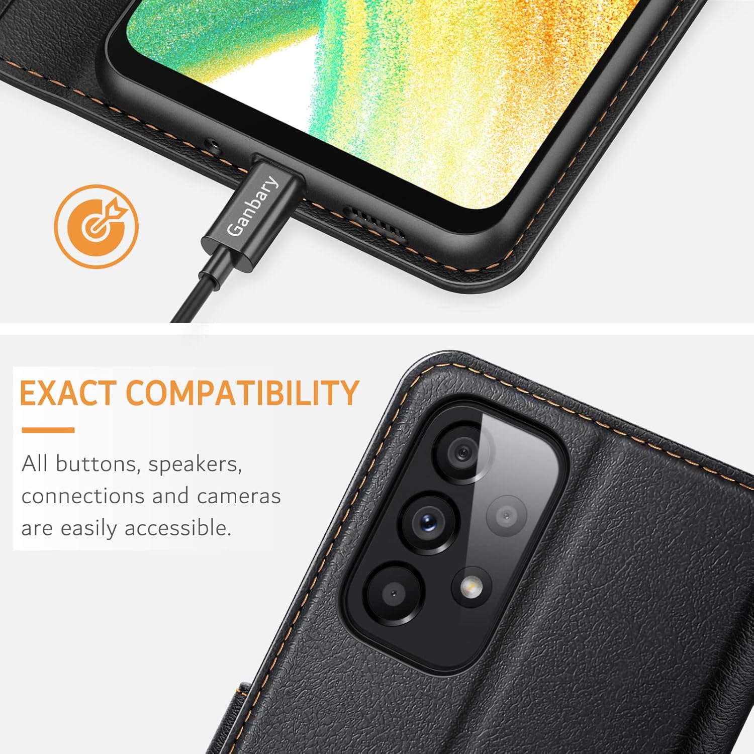 Ganbary Custodia per Samsung Galaxy A33 5G, Nero - immagine 7