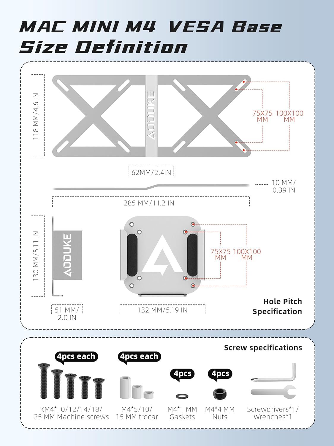 Aoduke Alluminio Alloy Mac mini M4 VESA Dock Stand - immagine 6
