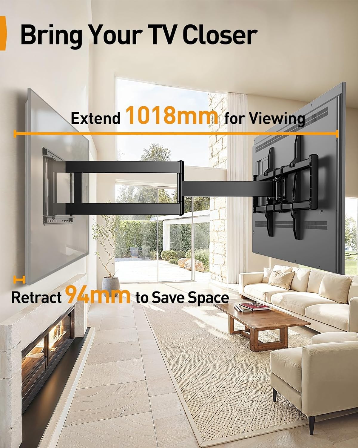 Perlegear Supporto TV Parete 42-90 Pollici Full Motion - immagine 3