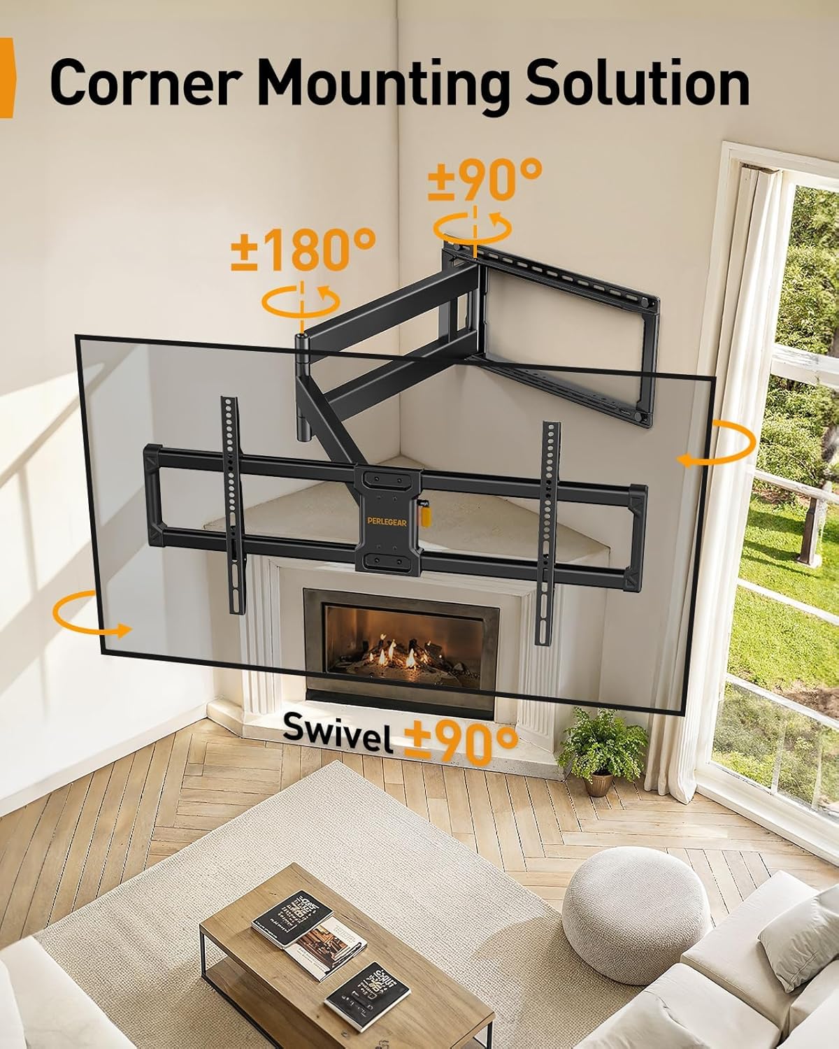 Perlegear Supporto TV Parete 42-90 Pollici Full Motion - immagine 4