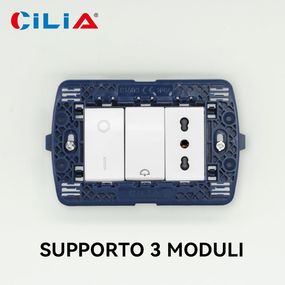 Cilia Supporto Plastica per Interruttori e Prese, Blu Scuro - immagine 2