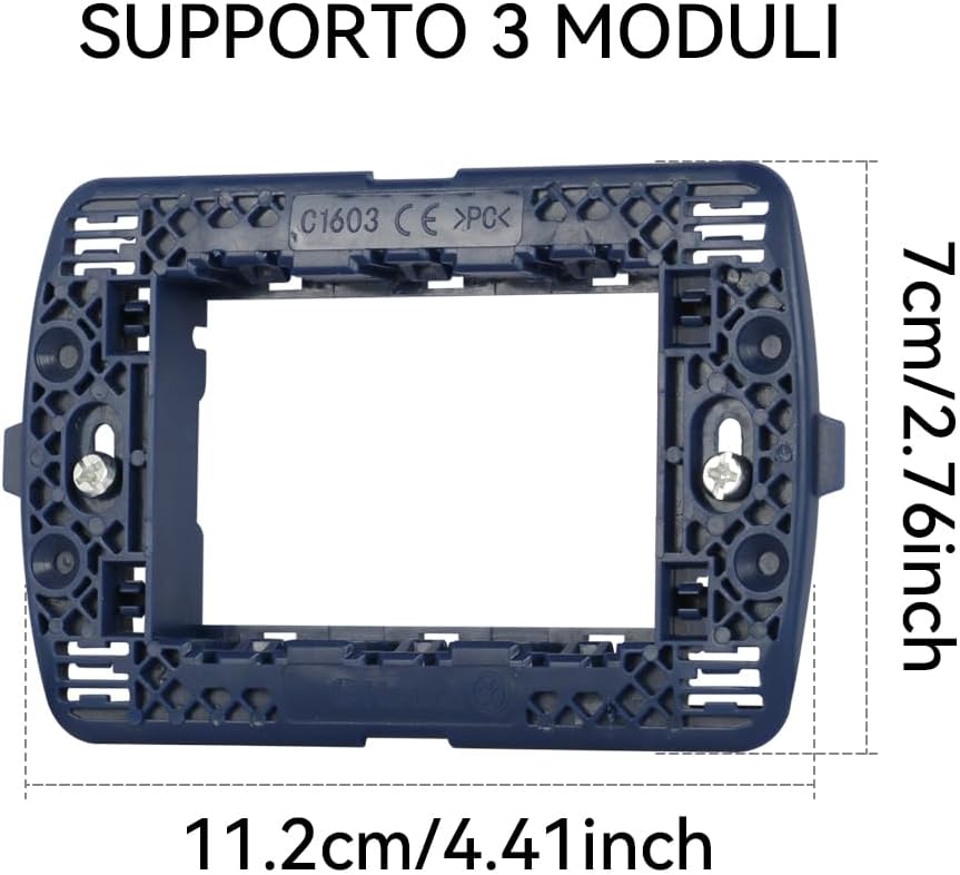 Cilia Supporto Plastica per Interruttori e Prese, Blu Scuro - immagine 3