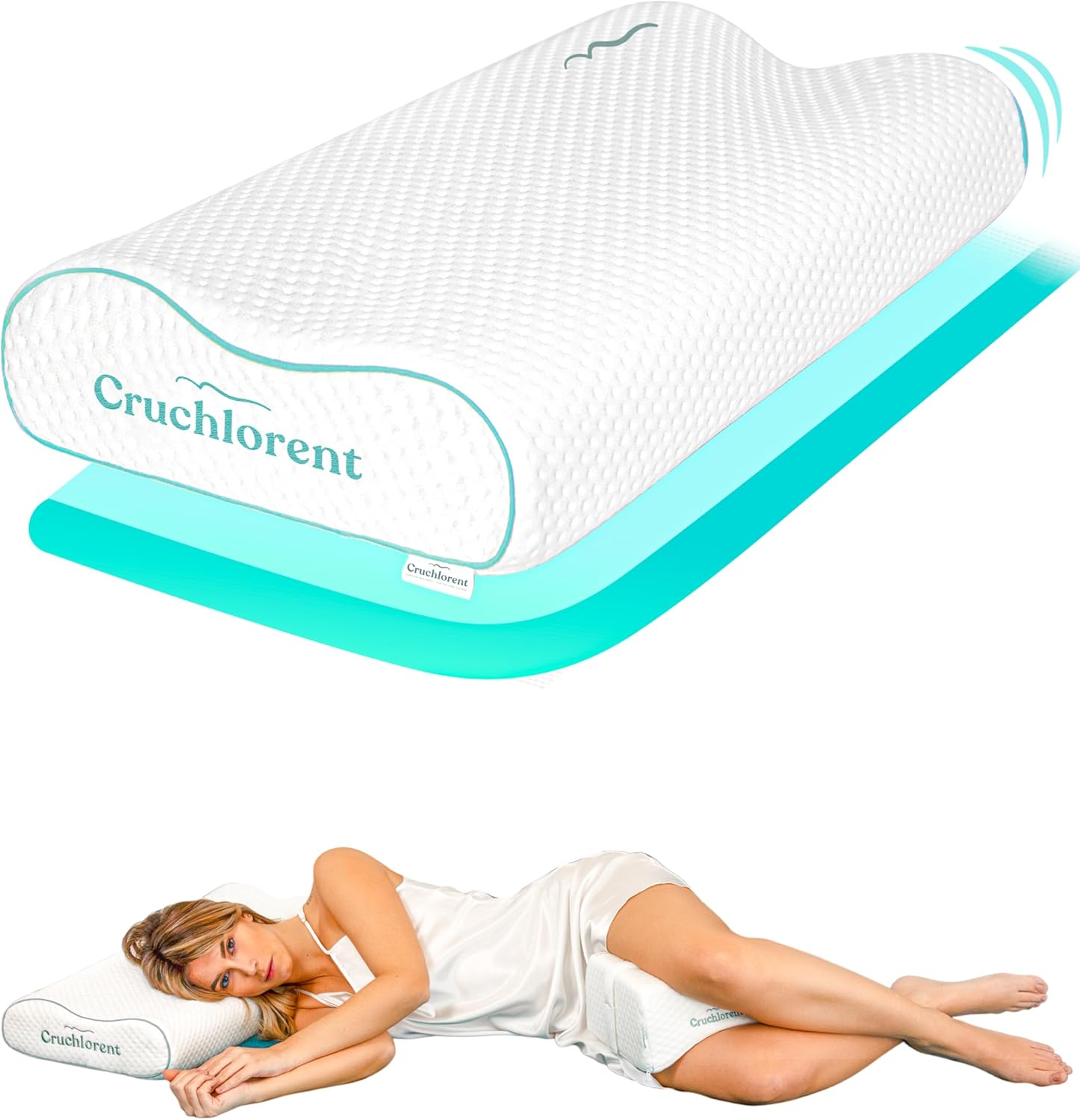 Cuscino Cervicale Memory Foam a Doppia Onda 70x35