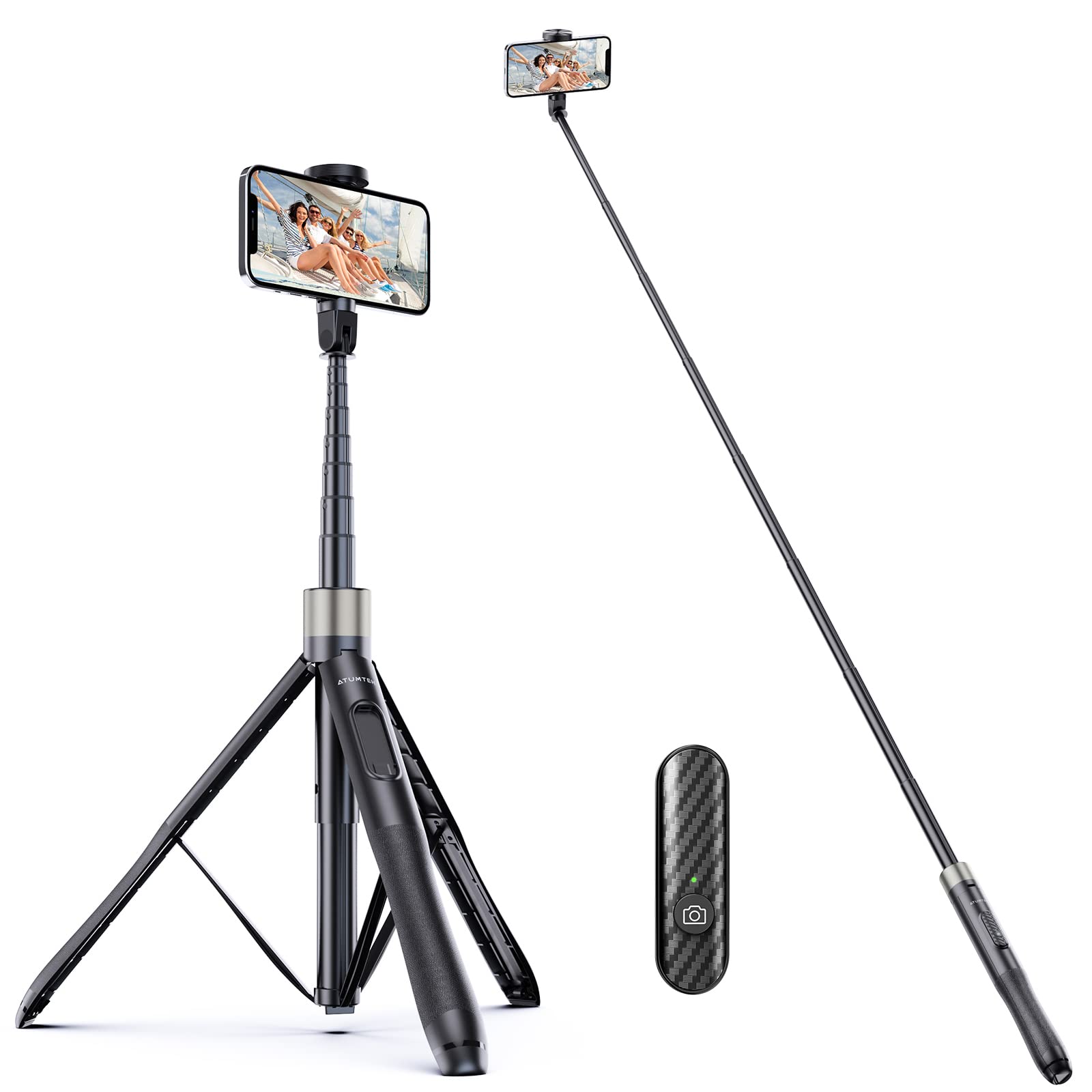 Asta Selfie 165cm con Telecomando Bluetooth, Nero