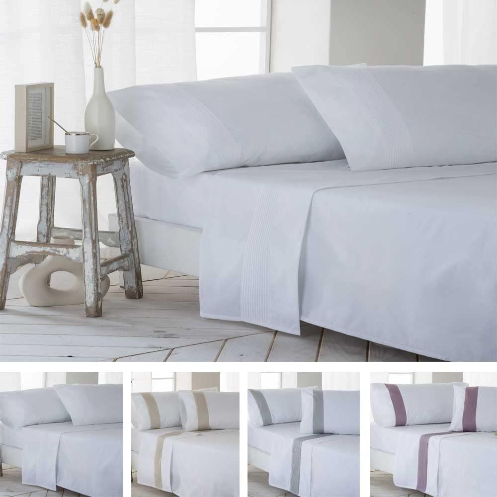 Set Lenzuola GORBEA Bianco PERCALE COTONE 160x190/200 - immagine 1