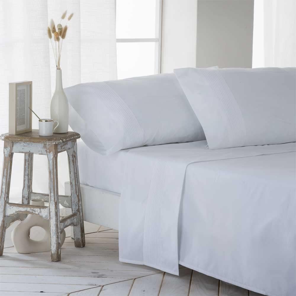 Set Lenzuola GORBEA Bianco PERCALE COTONE 160x190/200 - immagine 2