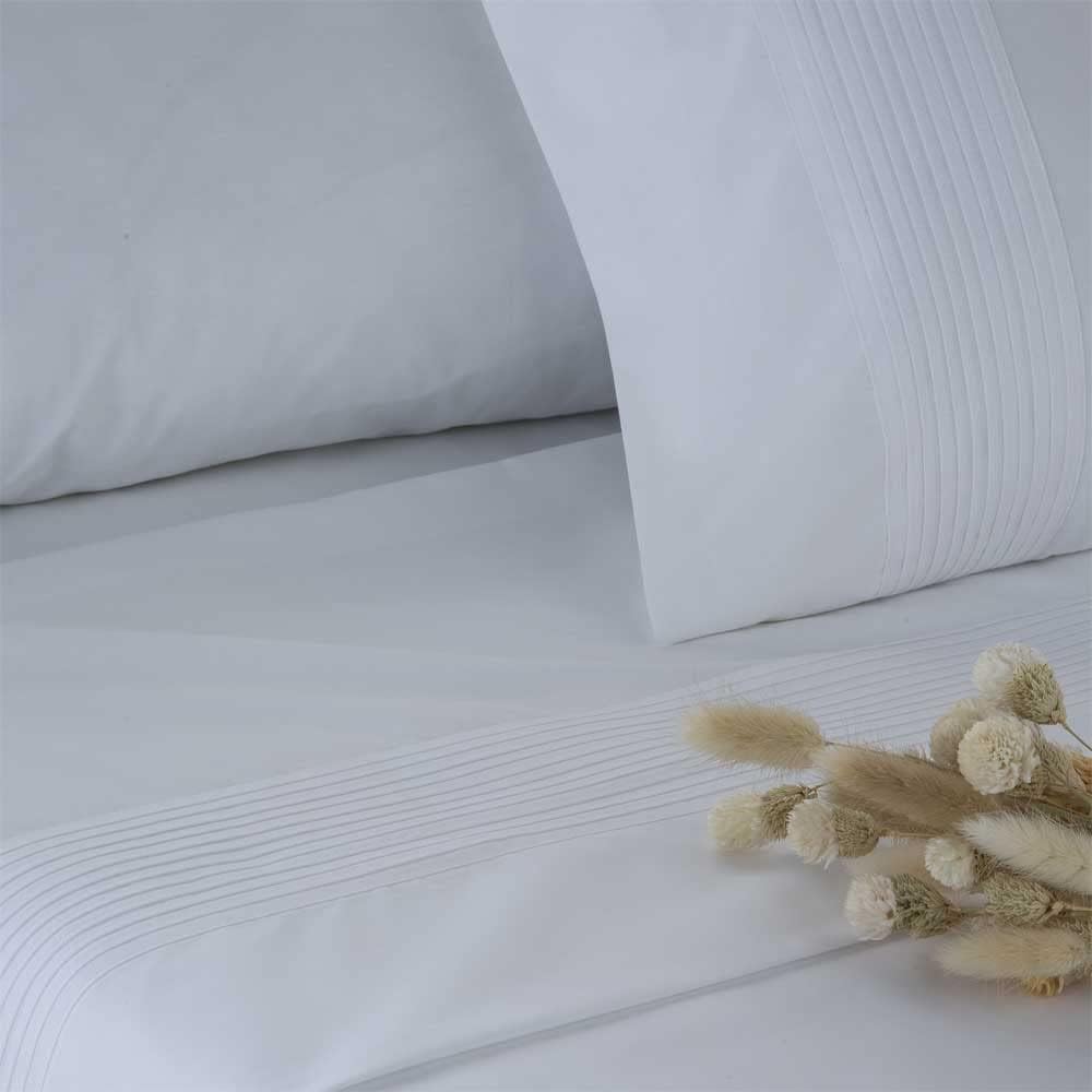 Set Lenzuola GORBEA Bianco PERCALE COTONE 160x190/200 - immagine 3