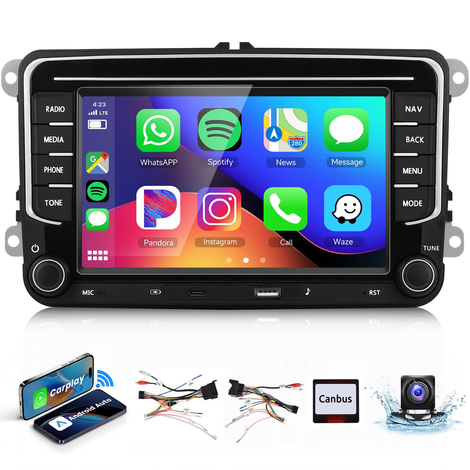 Autoradio Android 13 per VW Golf 5 6, 7" HD