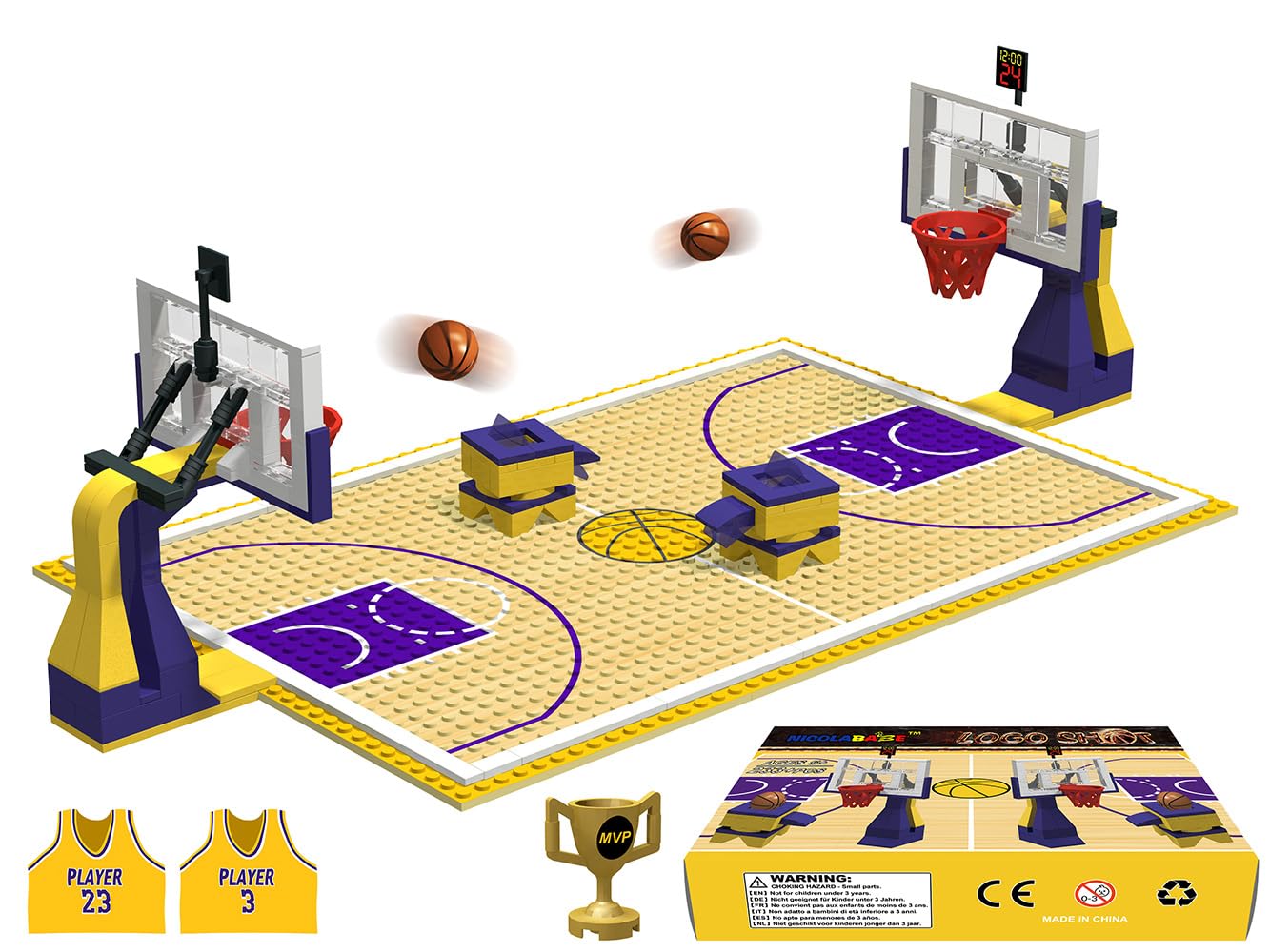 Mattoncini - Campo da Basket Classic con Canestro